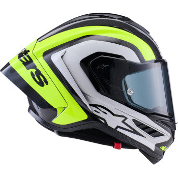 ALPINESTARS  Supertech R10 Helmet - 22.06 - Arius - Gloss Black/Silver/Yellow Fluo - XL 8203926-1699-XL
