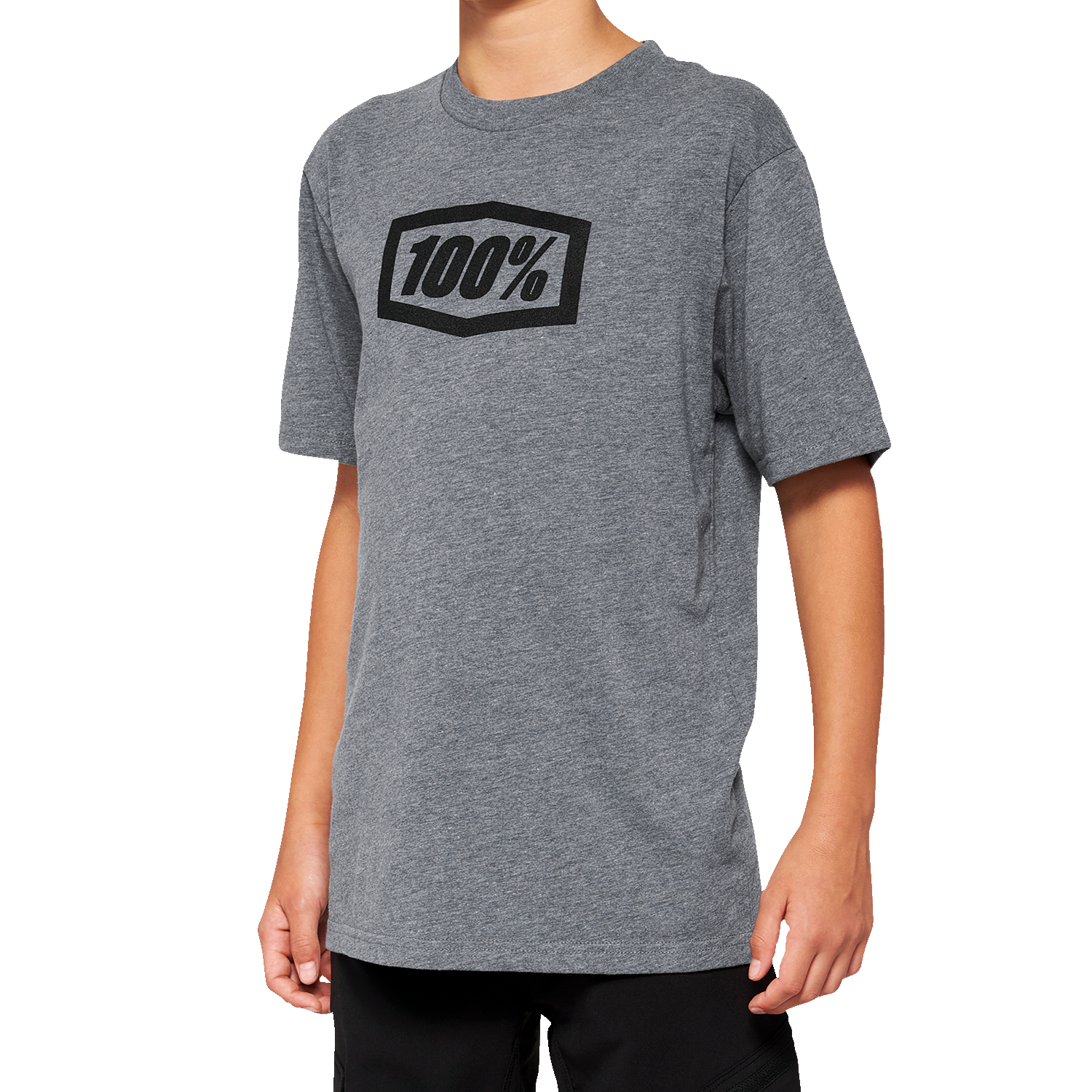100% Youth Icon T-Shirt - Heather Gray - Medium 20001-00009