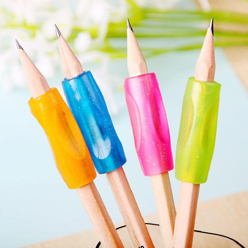 4Pcs/lot Learning Partner Children Students Stationery Pencil Holding Practice Device For Correcting Pen Holder Postures Grip ,Ergonomic Pencil Grips Silicone for Right and Left Handed Users