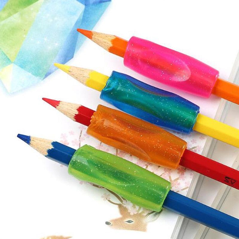 4Pcs/lot Learning Partner Children Students Stationery Pencil Holding Practice Device For Correcting Pen Holder Postures Grip ,Ergonomic Pencil Grips Silicone for Right and Left Handed Users