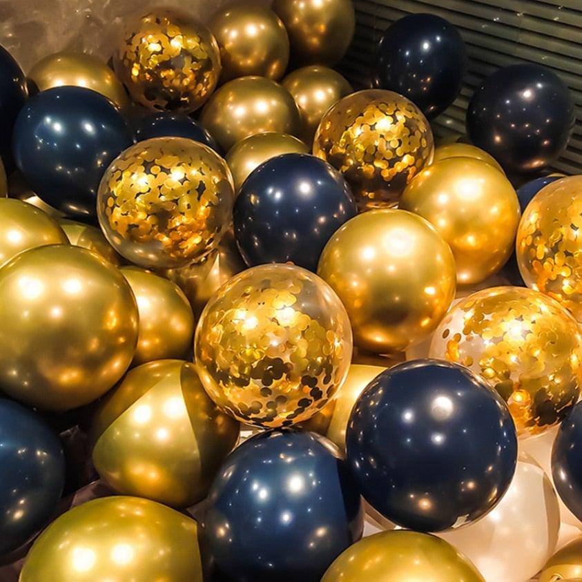 50/15pcs 10inch Gold Silver Black Metal Latex Confetti Balloons For Wedding Decorations  Birthday Party Decorations Bridal Showers Baby Showers