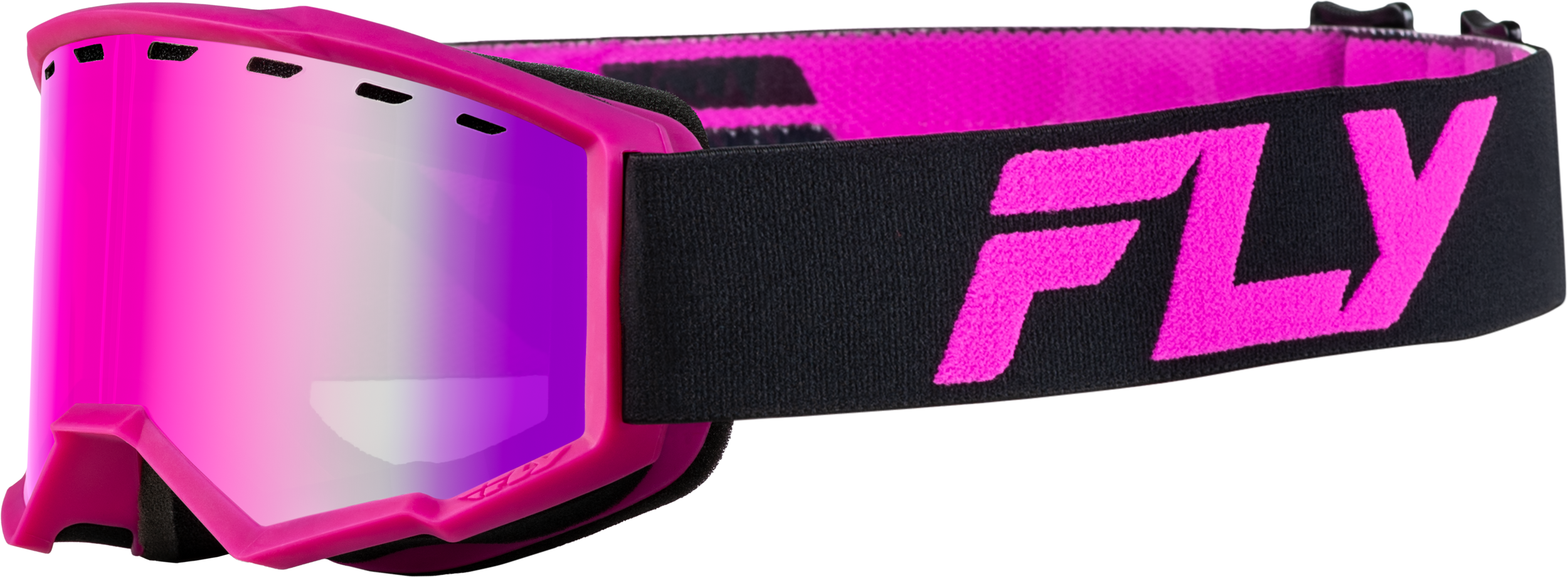 Fly Racing Yth Focus Snow Goggle Blk/Pink W/ Pink Mirror/Rose Lens 37-50169Y