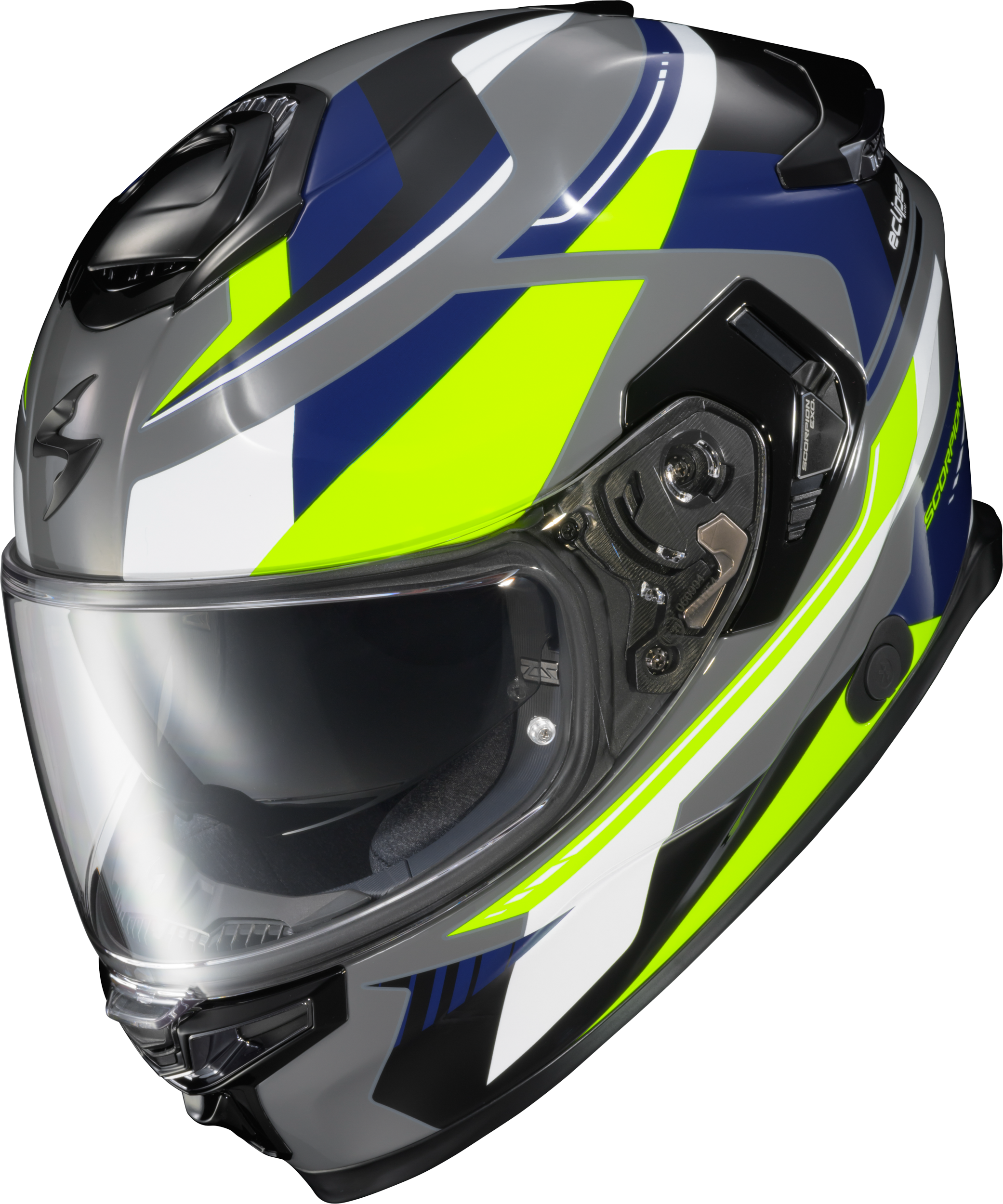 Exo-Eclipse Full Face Helmet Lunar Grey/Hi-Vis/Blue Xl
