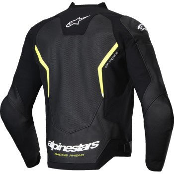 ALPINESTARS Jacket Lthr Gp Force Air Flo Blk/Yl Fl 56 3100326-155-56