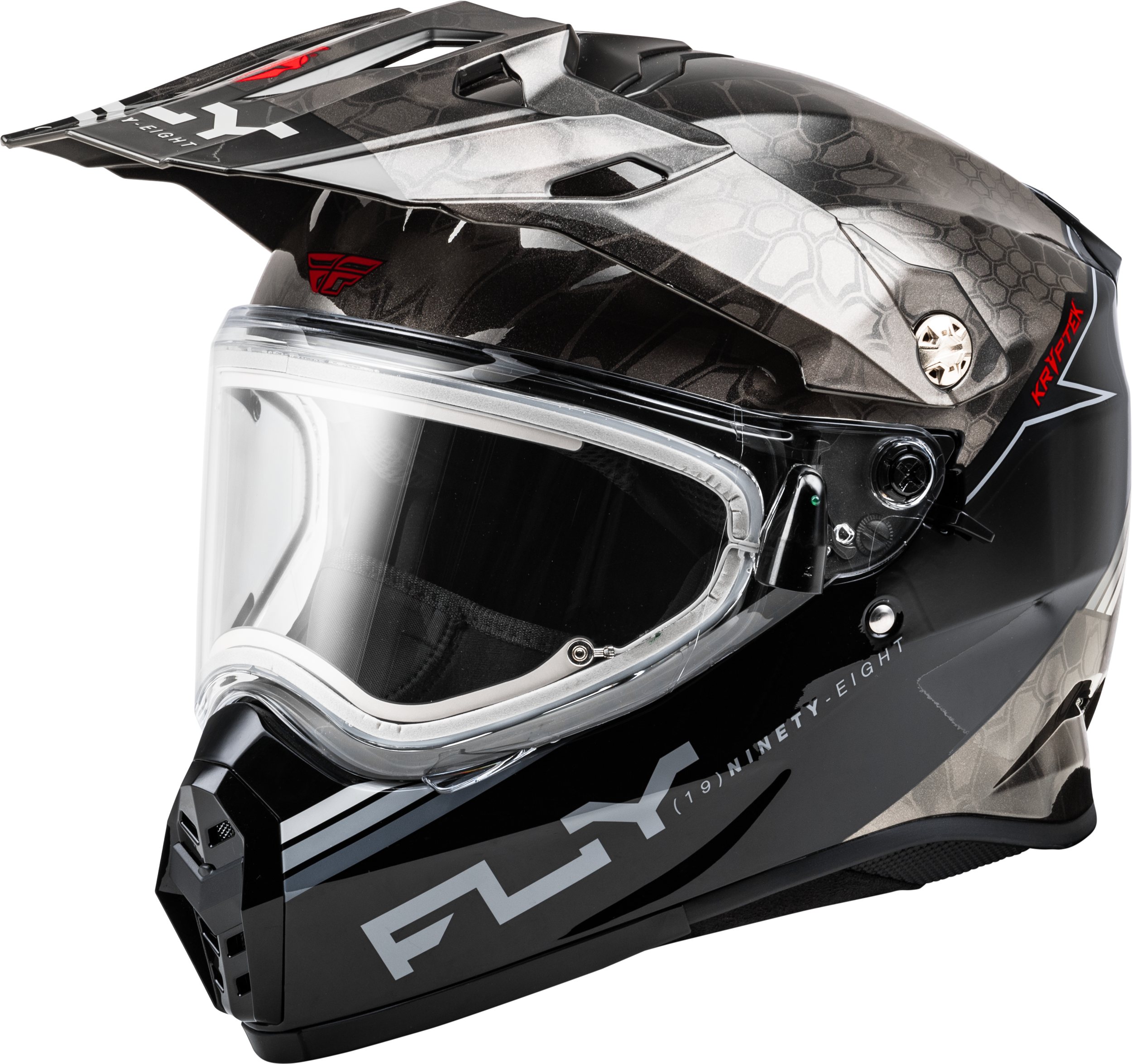 Fly Racing Trekker Cw Conceal Helmet Elec Shld Black/Grey/White Sm 73-31360S