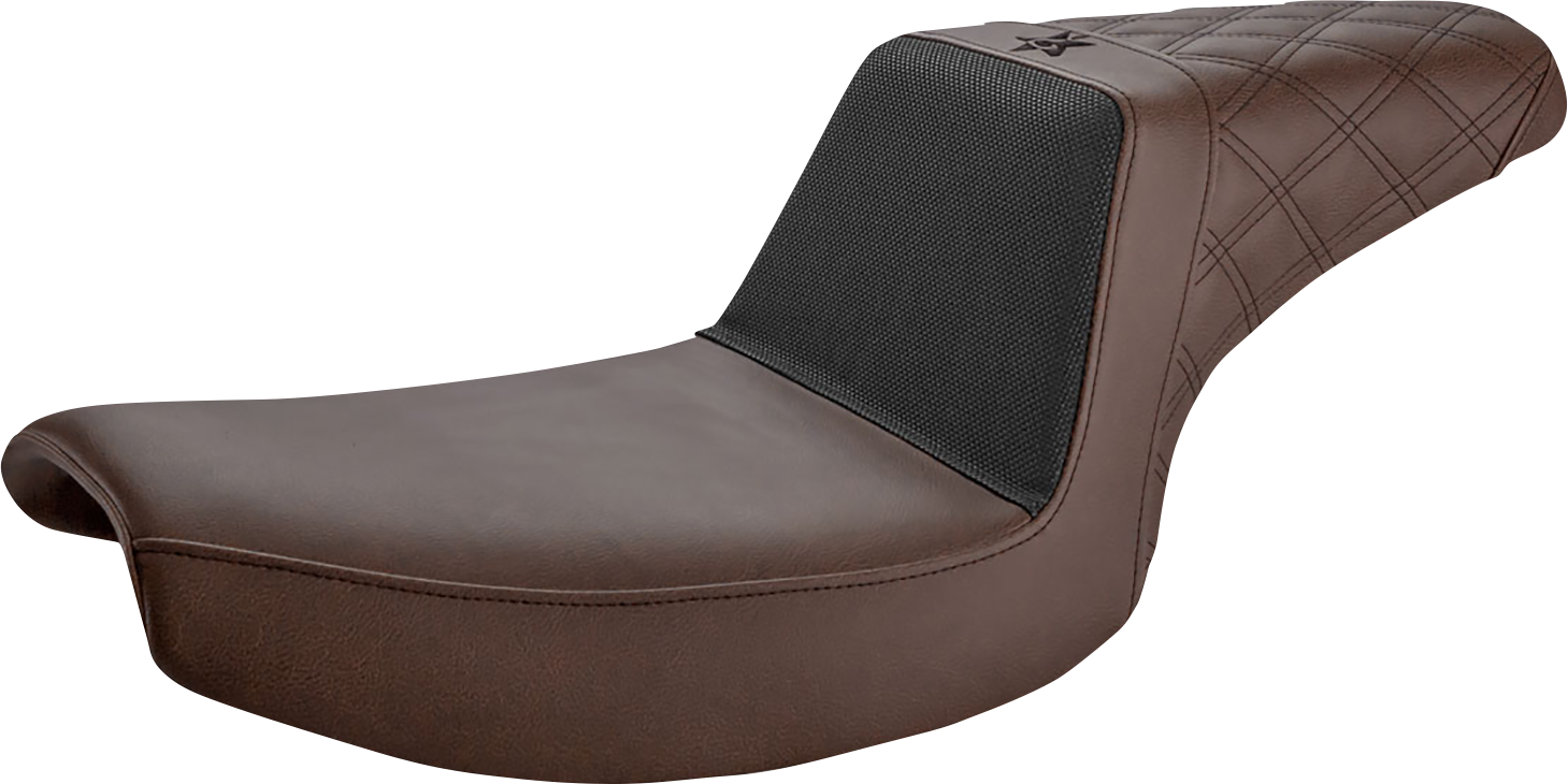 SADDLEMEN Unknown Industries Seat - Front Carbon Fiber/Black Gripper Lumbar/Rear Lattice Stitch - FXR UN82-09-173BR