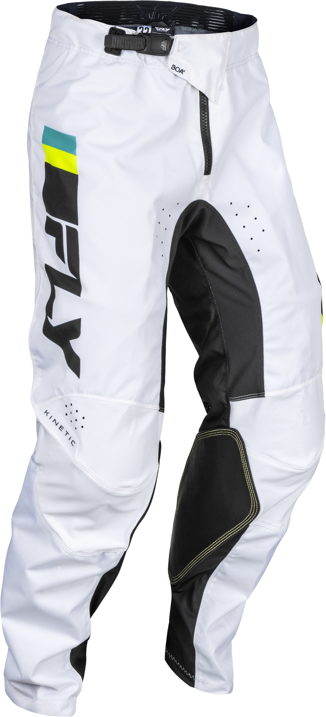 Fly Racing Kinetic Prix Pants White/Black/Hi-Vis Sz 32 377-43332