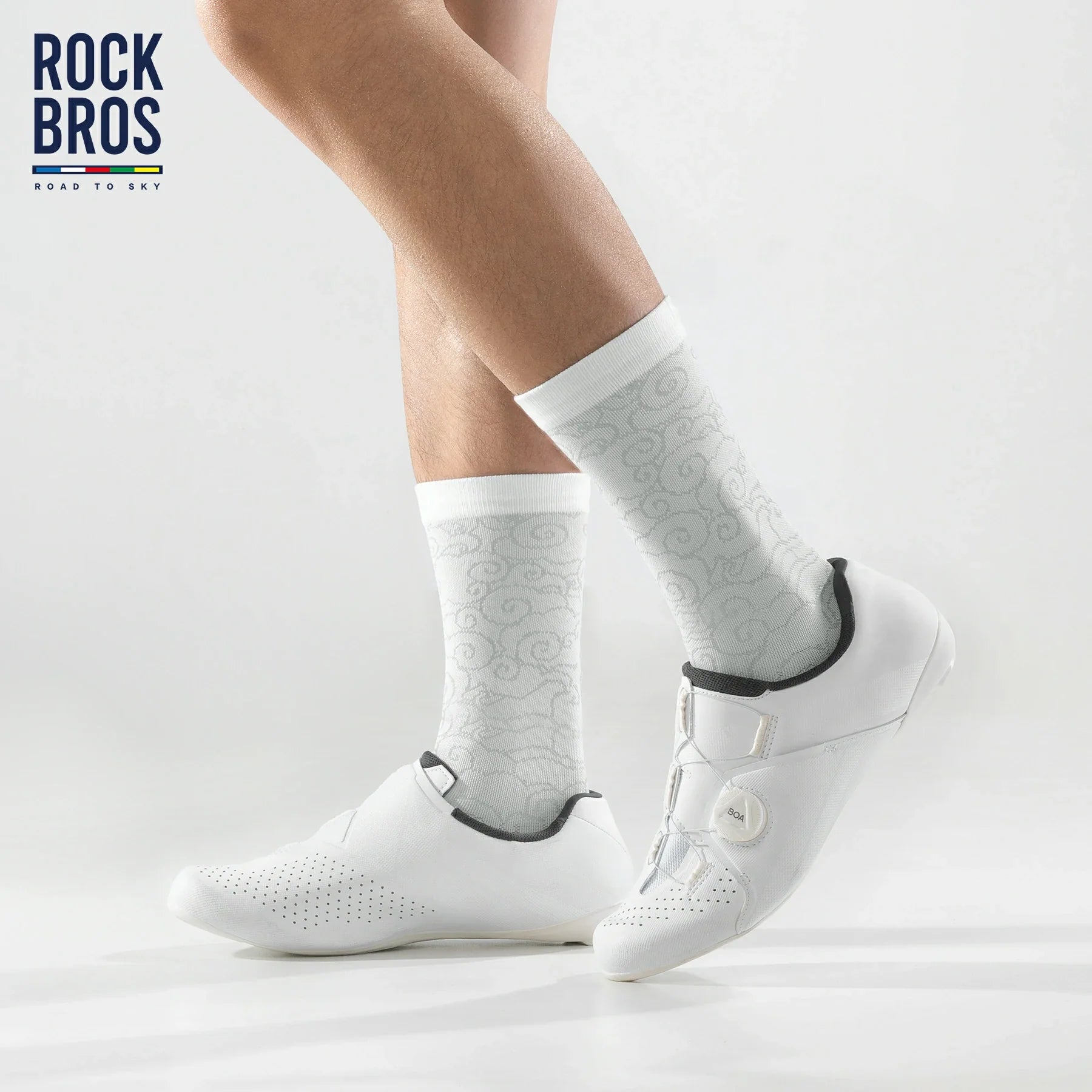ROCKBROS Road to Sky Bike Socks Breathable Fabric Antibacterial Long Ride Cushioned