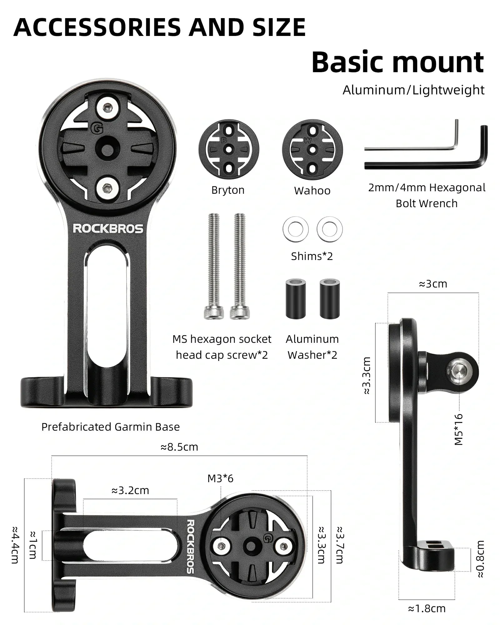 Bike Computer Mount Out-Front Aluminum Integrated