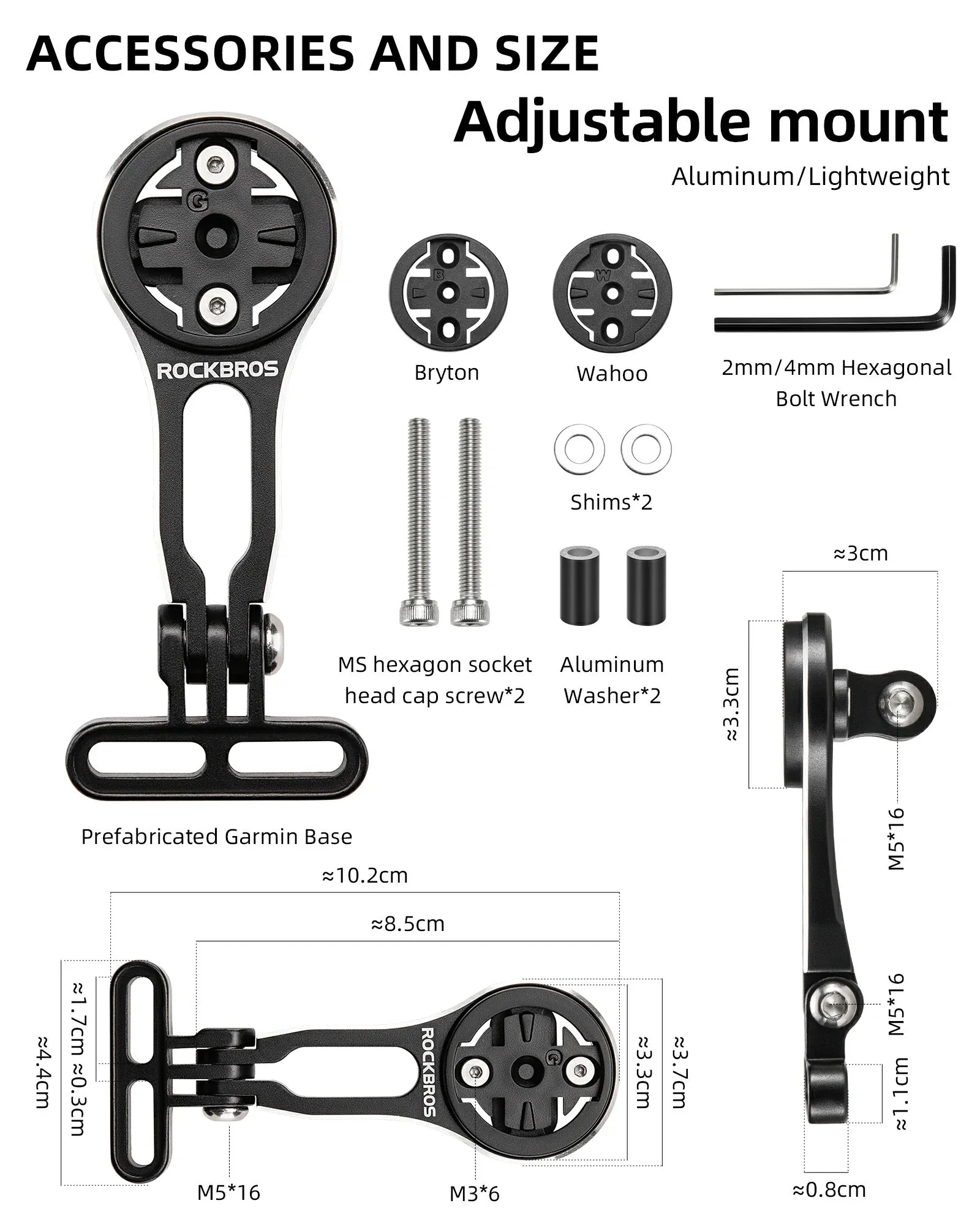 Bike Computer Mount Out-Front Aluminum Integrated