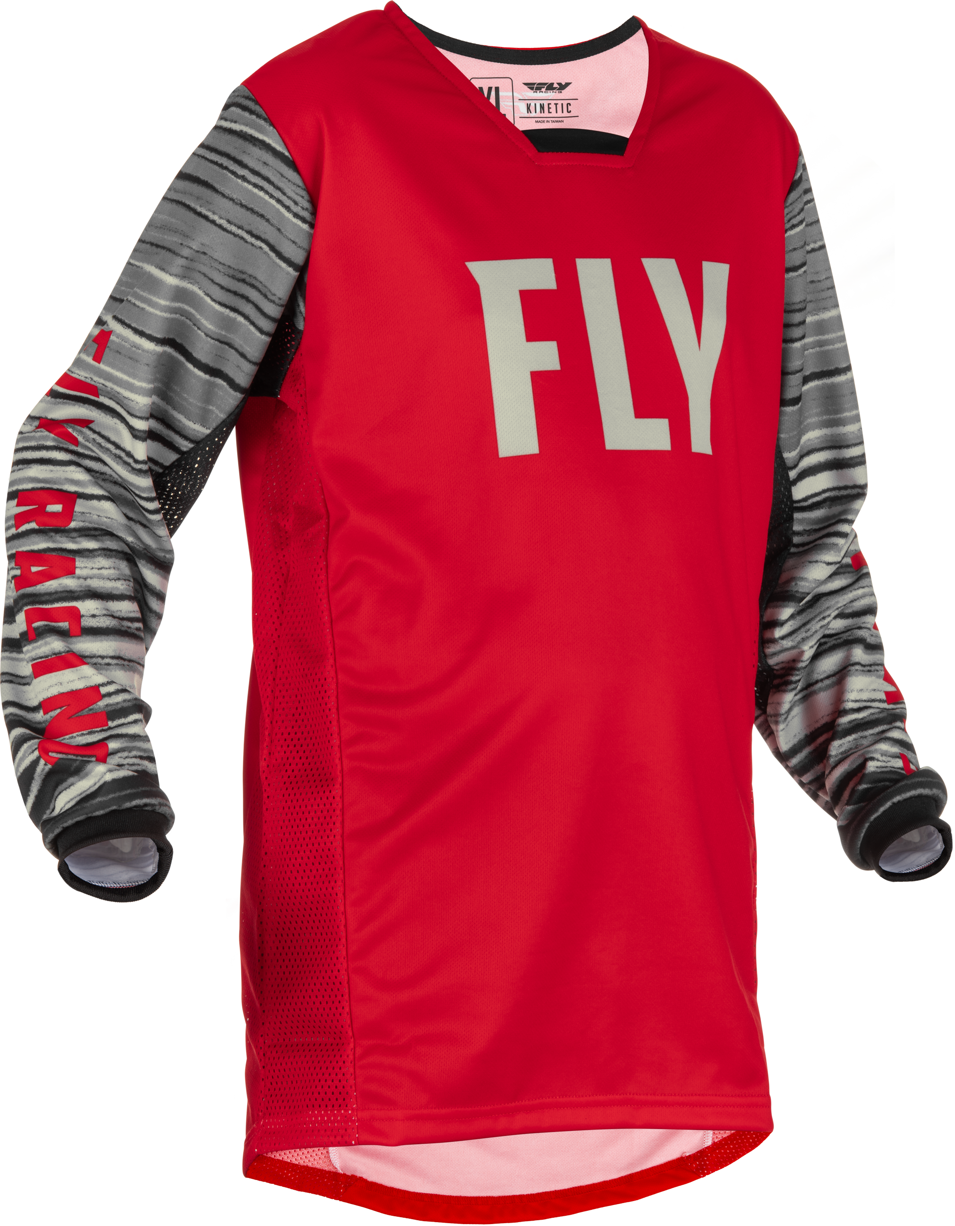 Fly Racing Youth Kinetic Wave Jersey Red/Grey Ym 375-527YM