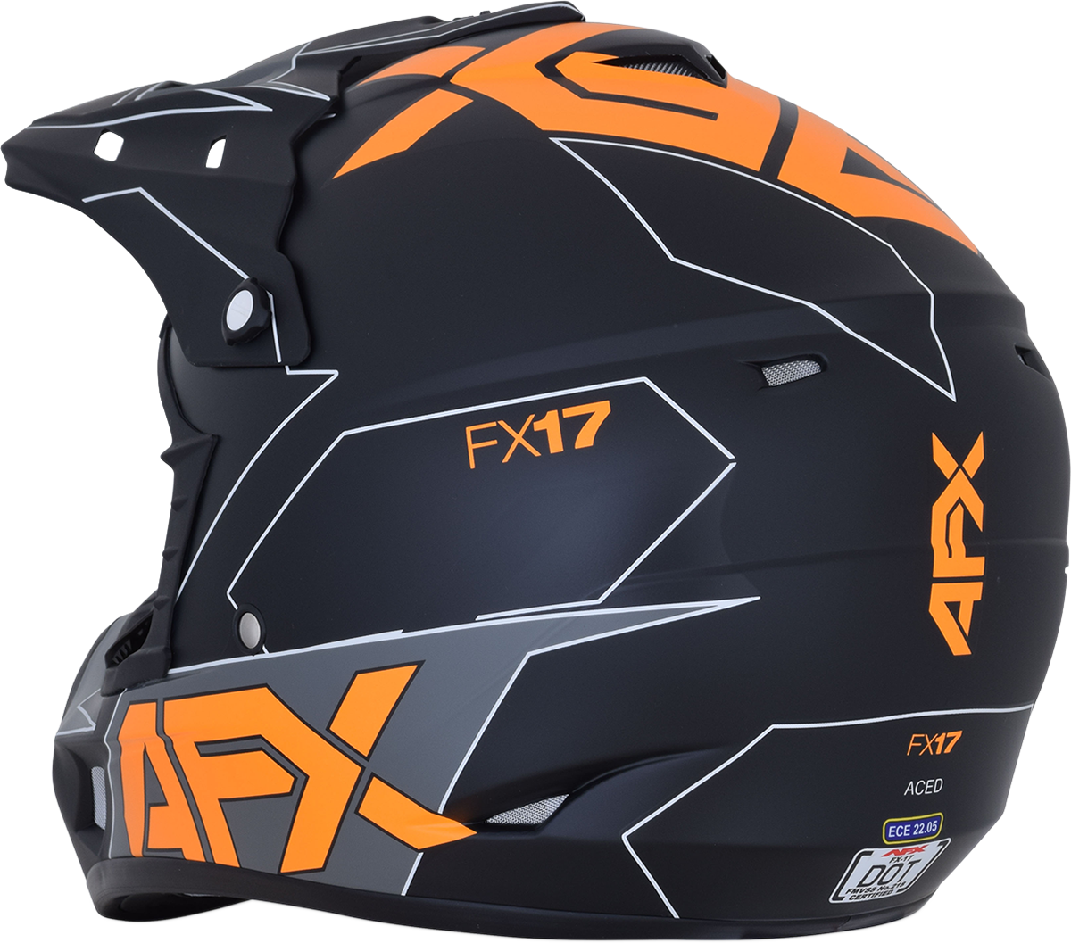 AFX FX-17 Helmet - Aced - Matte Black/Orange - Large 0110-6506 – winxwheels