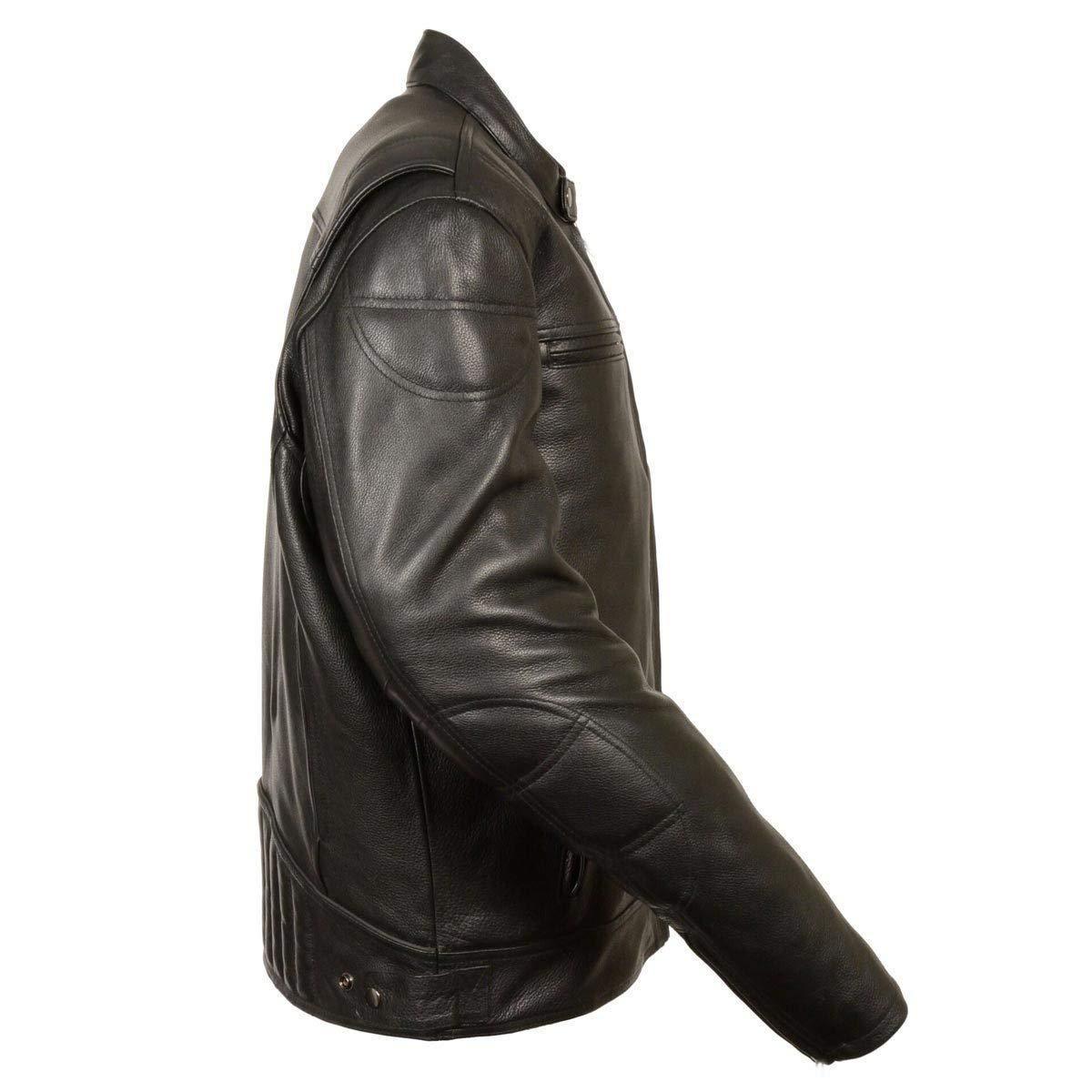 MLM1560 Men's Black Long Body and Vented Motorcycle Leather Jacket