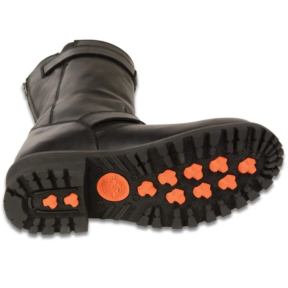 Men's Black Leather Wide-Width 11-Inch Classic Engineer Motorcycle Boots MBM9020W