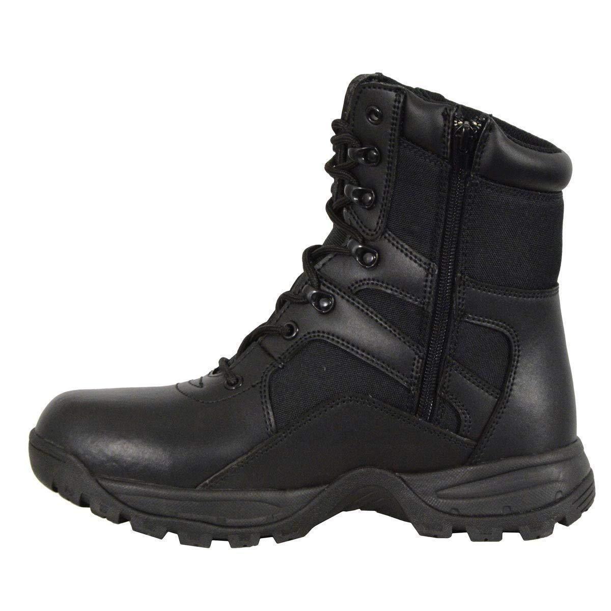 Men's 9-Inch Black Leather Swat Style-Tactical Lace-Up Motorcycle Biker Boots MBM9105