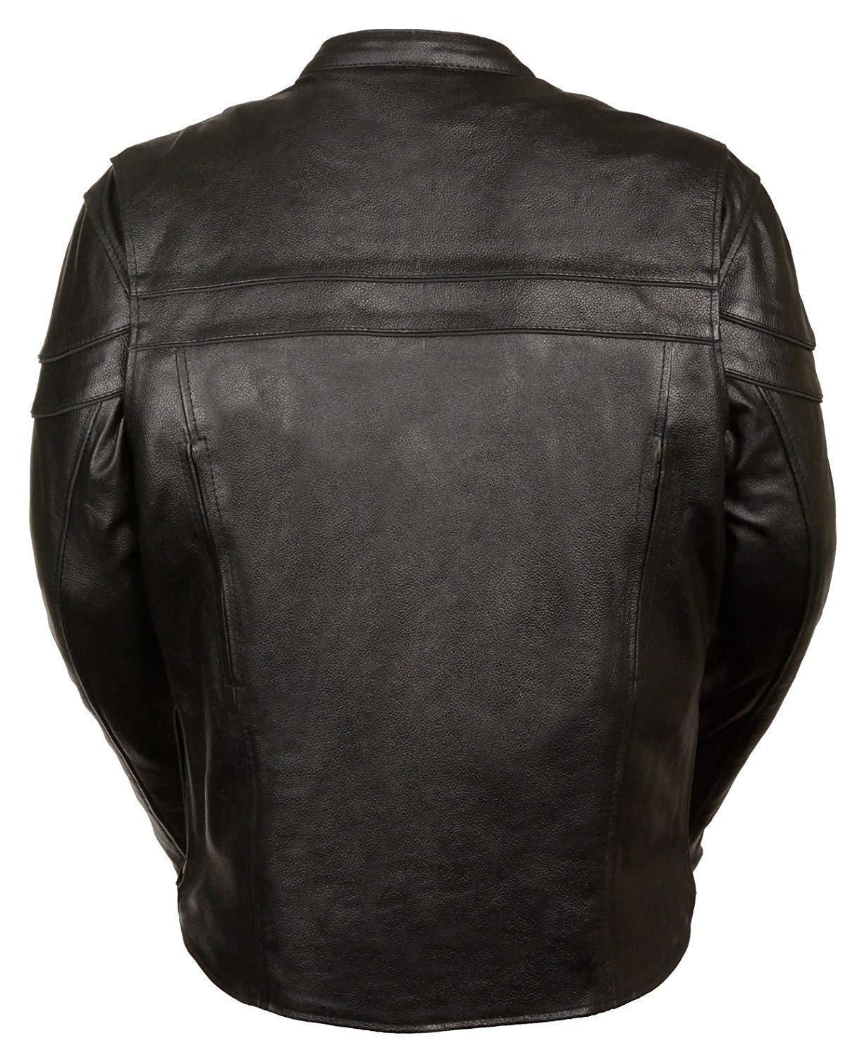 SH1408 Men's Sporty Crossover Vented Black Motorcycle Leather Scooter Jacket