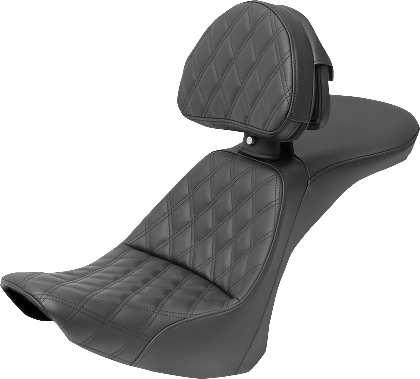 SADDLEMEN Explorer Seat - With Backrest - Lattice Stitched - Black - FLSTN 806-15-030LS