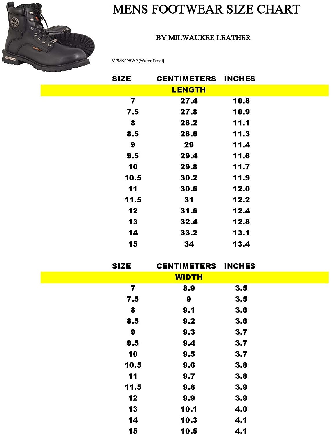 Men's Black Wide Width 7-inch Lace to Toe Full-Waterproof Leather Boots MBM9036WP