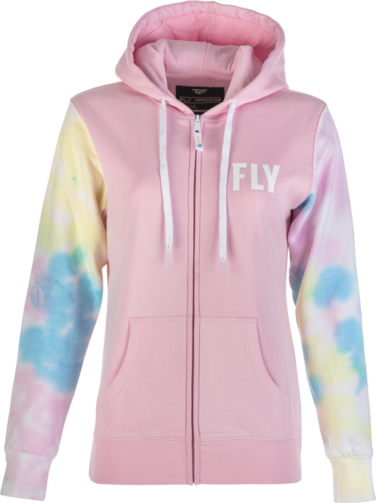 Fly Racing Women'S Fly Tie-Dye Zip Up Hoodie Pink/Yellow/Blue Lg 358-0071L