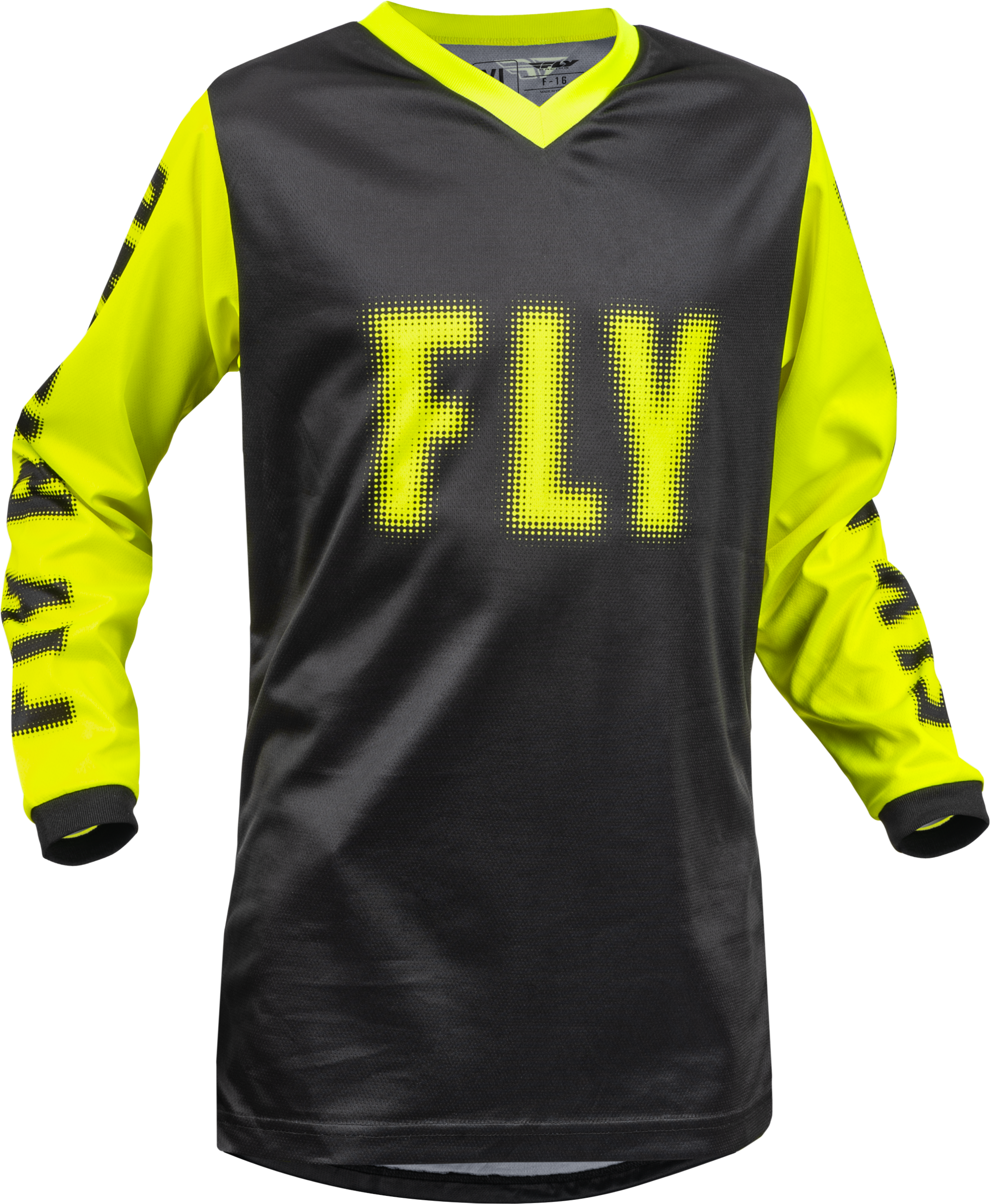 Fly Racing Youth F-16 Jersey Black/Hi-Vis Ys 376-220YS