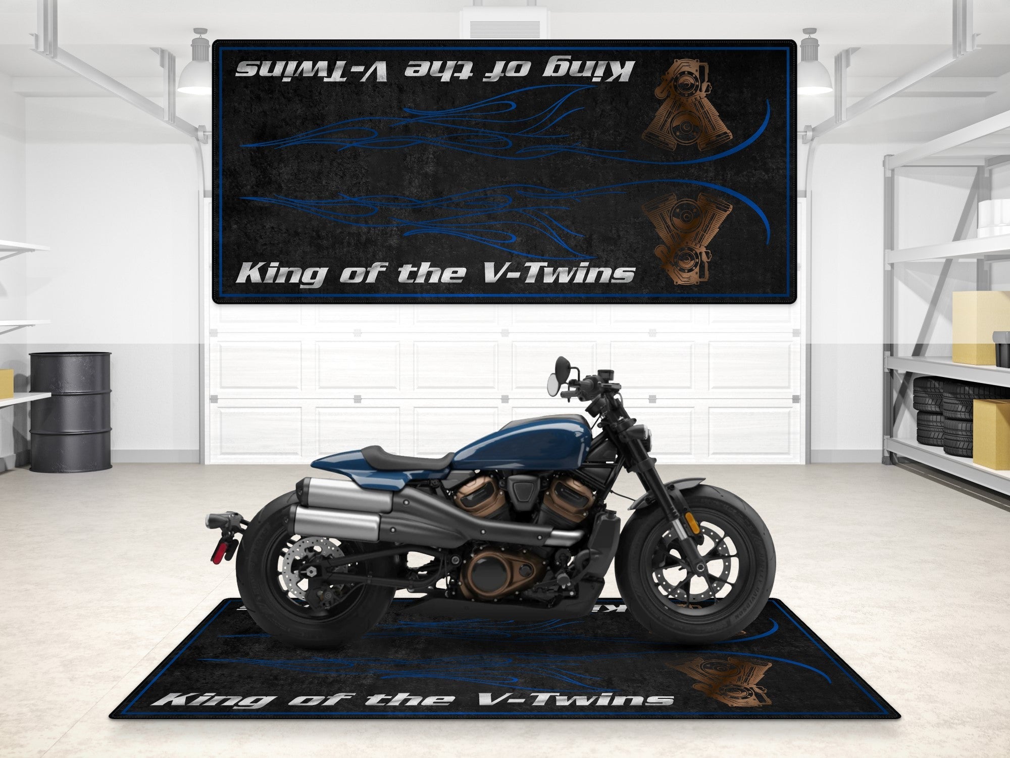MPM Motorcycle Mat for Cruiser Motorcycle "King of the V-Twins" - MM7302