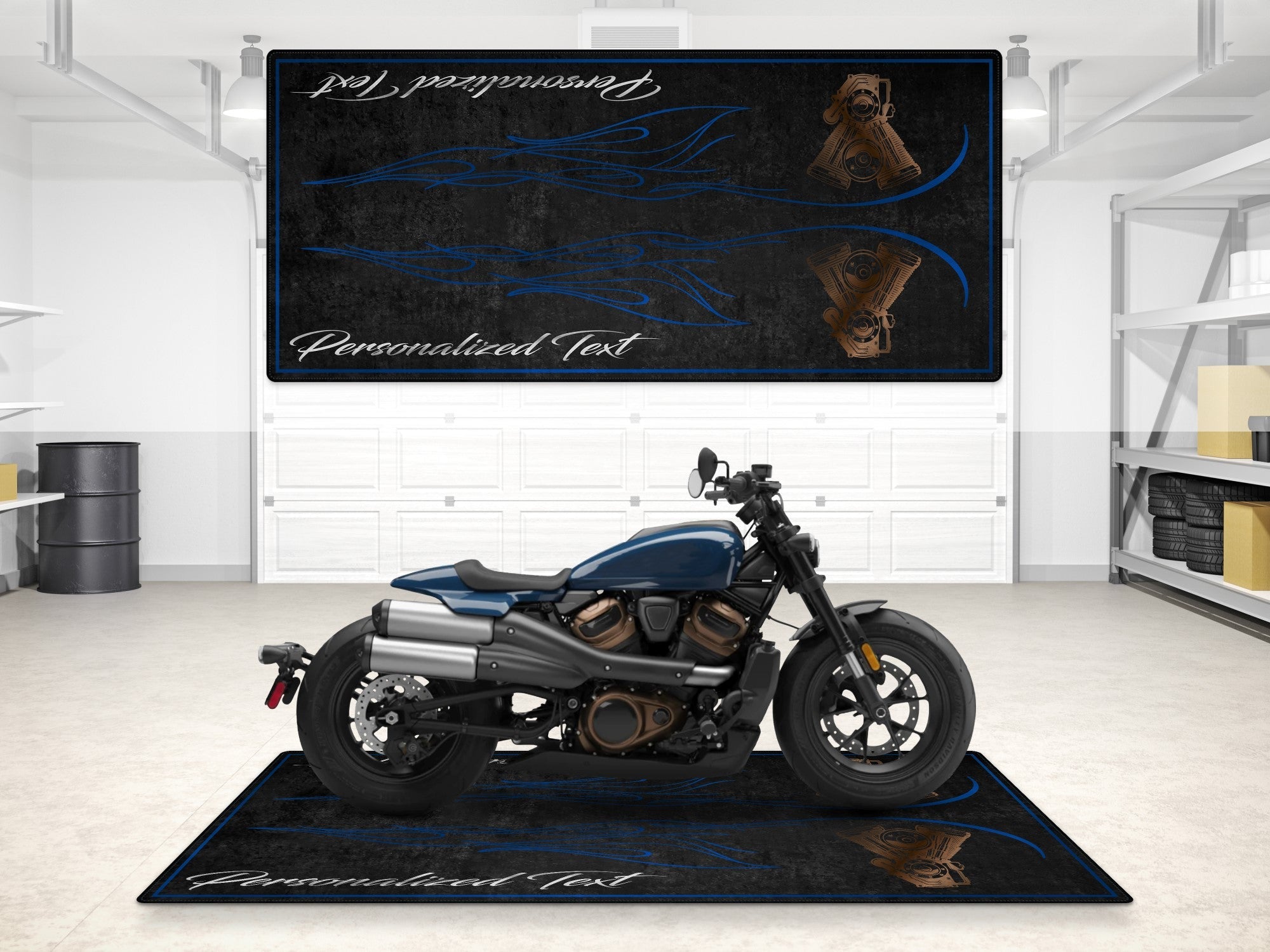 MPM Motorcycle Mat for Cruiser Motorcycle "King of the V-Twins" - MM7302