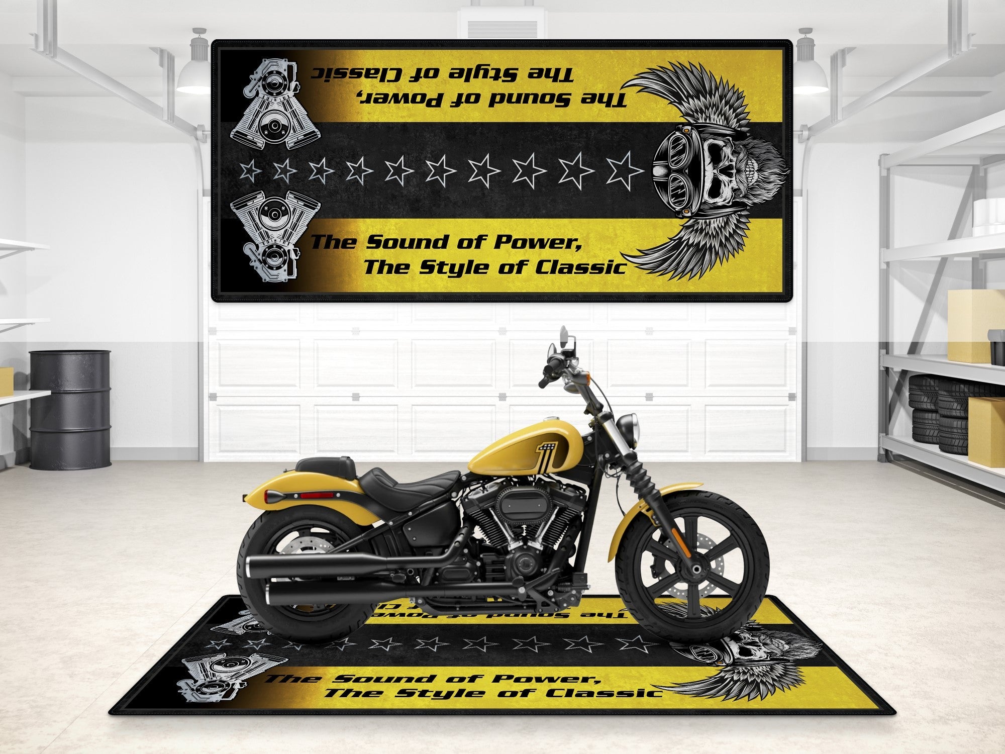 MPM Motorcycle Mat for Cruiser Motorcycle "The Sound of Power" - MM7304