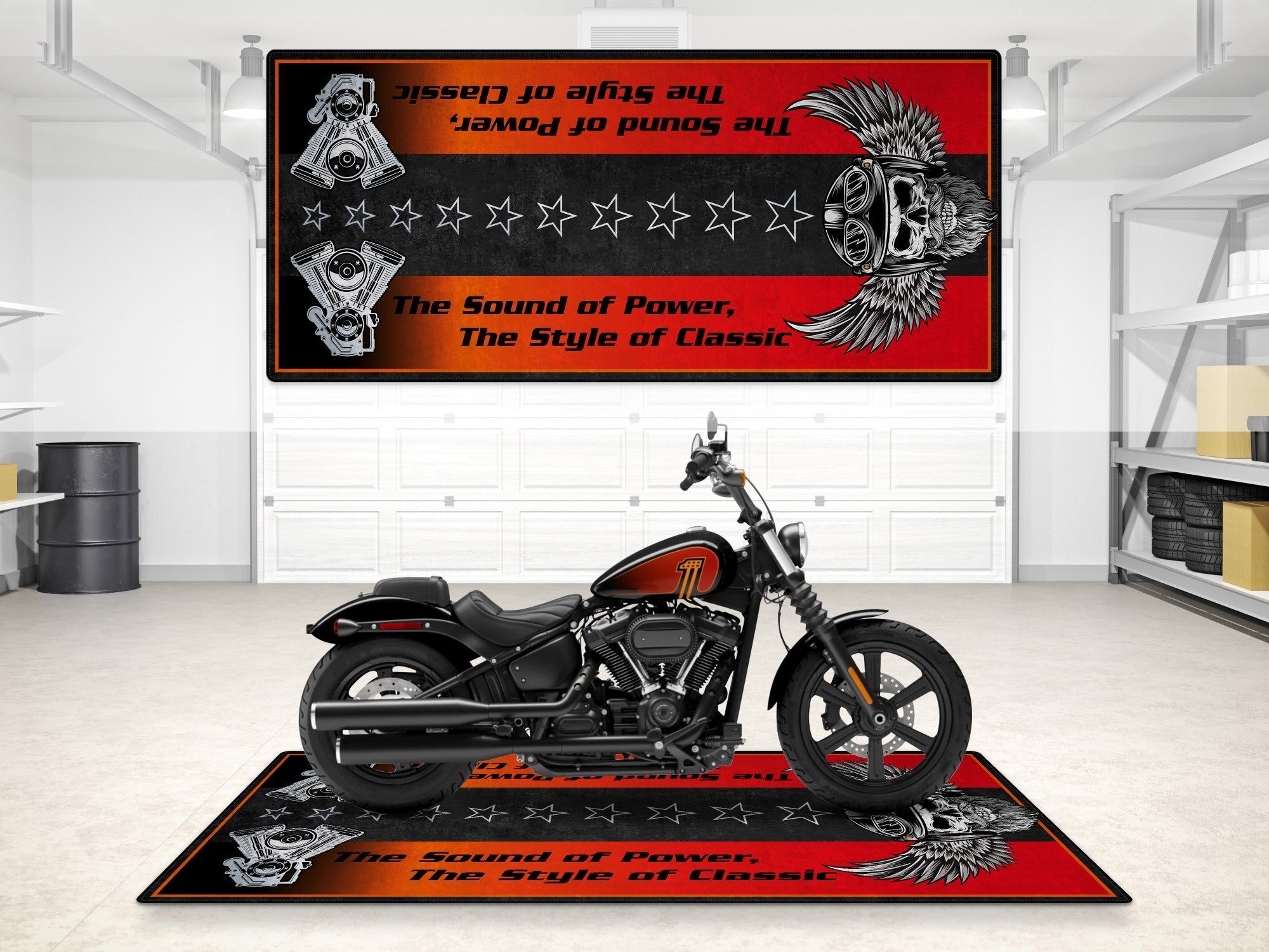 MPM Motorcycle Mat for Cruiser Motorcycle "The Sound of Power" - MM7304