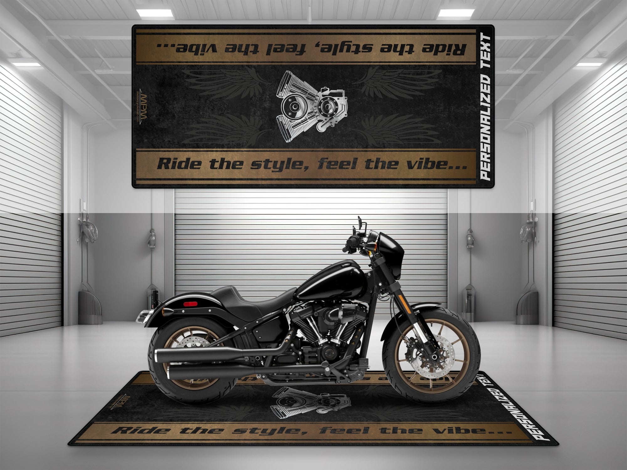 MPM Motorcycle Mat for Cruiser Motorcycle "Ride The Style, Feel The Vibe" - MM7306