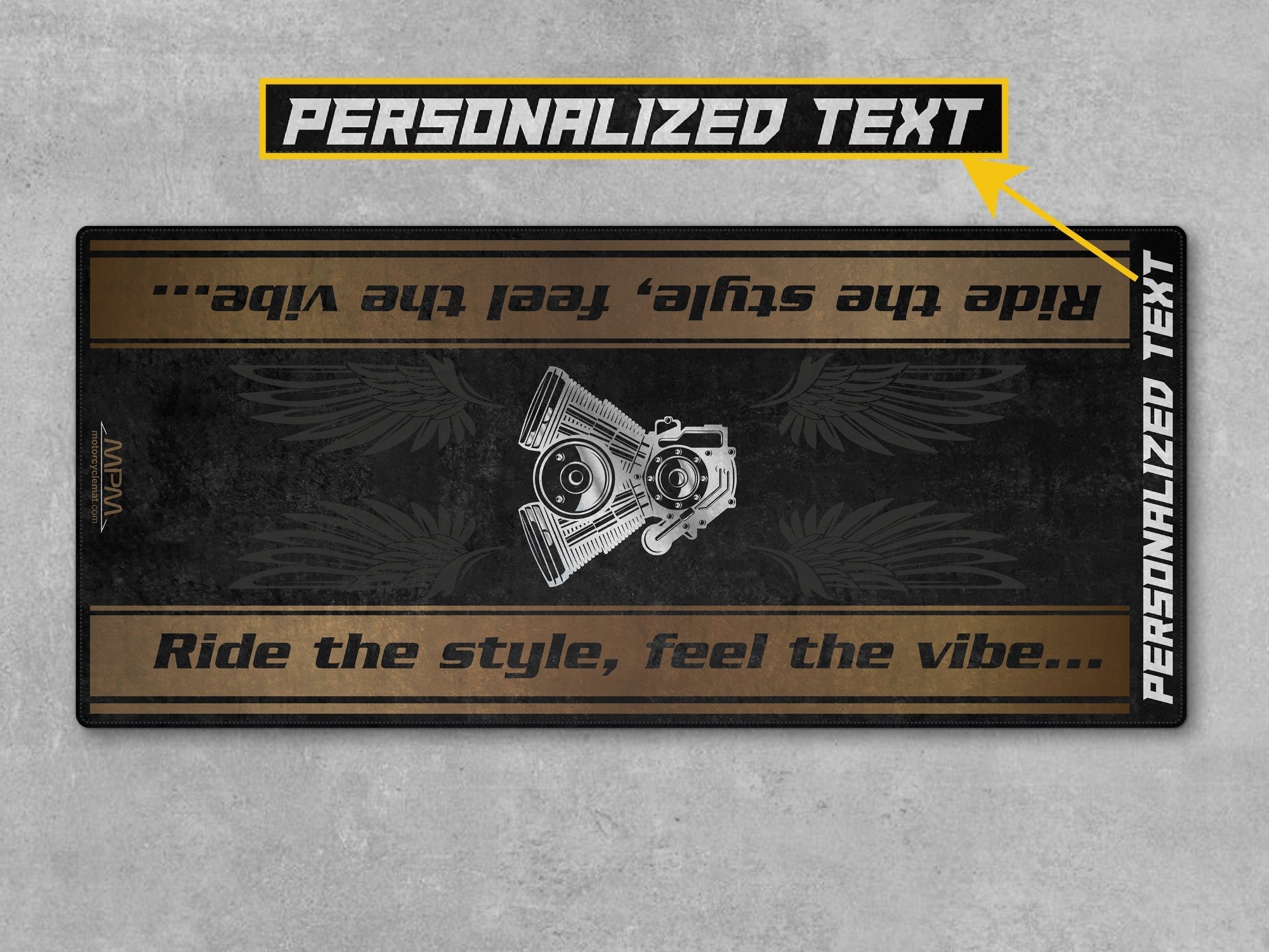 MPM Motorcycle Mat for Cruiser Motorcycle "Ride The Style, Feel The Vibe" - MM7306