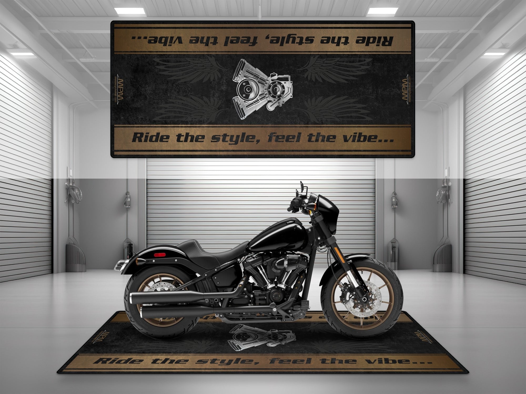 MPM Motorcycle Mat for Cruiser Motorcycle "Ride The Style, Feel The Vibe" - MM7306