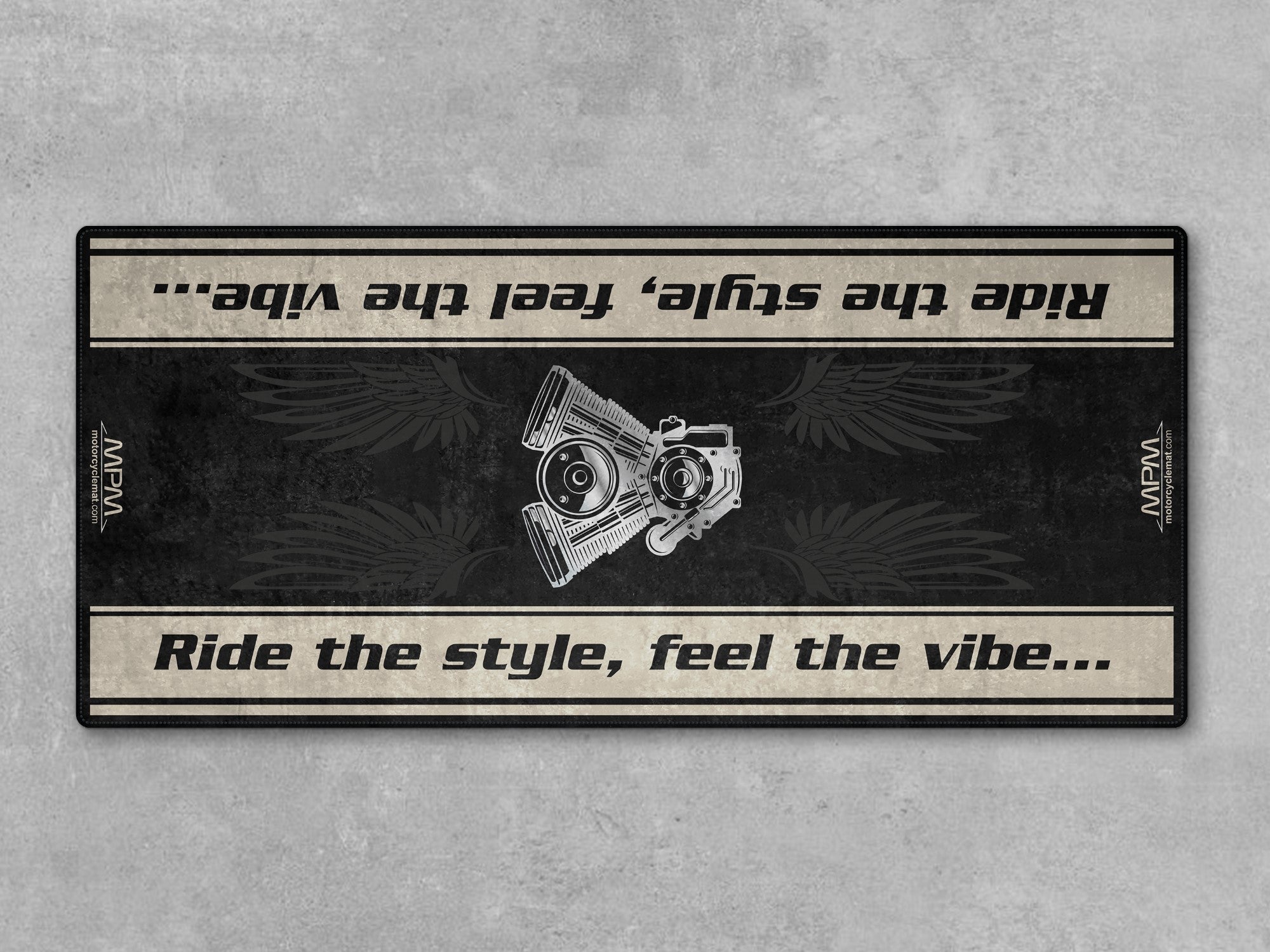 MPM Motorcycle Mat for Cruiser Motorcycle "Ride The Style, Feel The Vibe" - MM7306