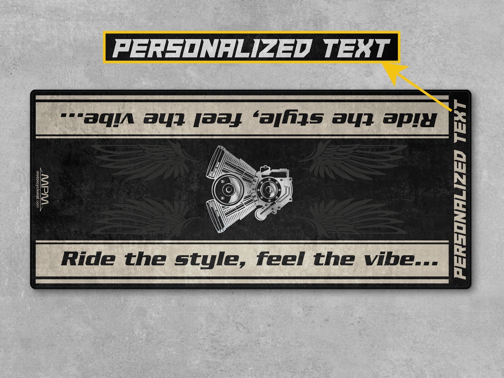 MPM Motorcycle Mat for Cruiser Motorcycle "Ride The Style, Feel The Vibe" - MM7306
