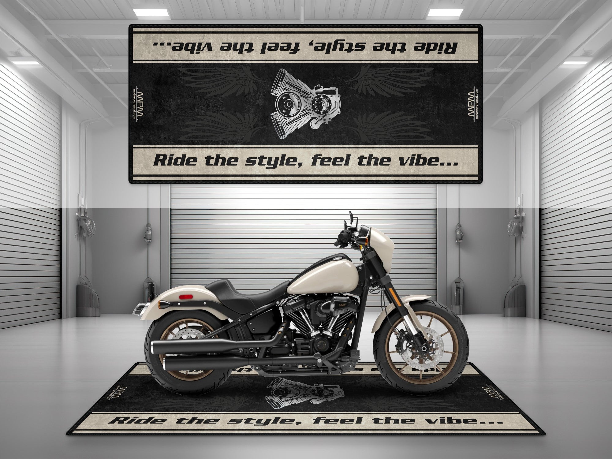 MPM Motorcycle Mat for Cruiser Motorcycle "Ride The Style, Feel The Vibe" - MM7306