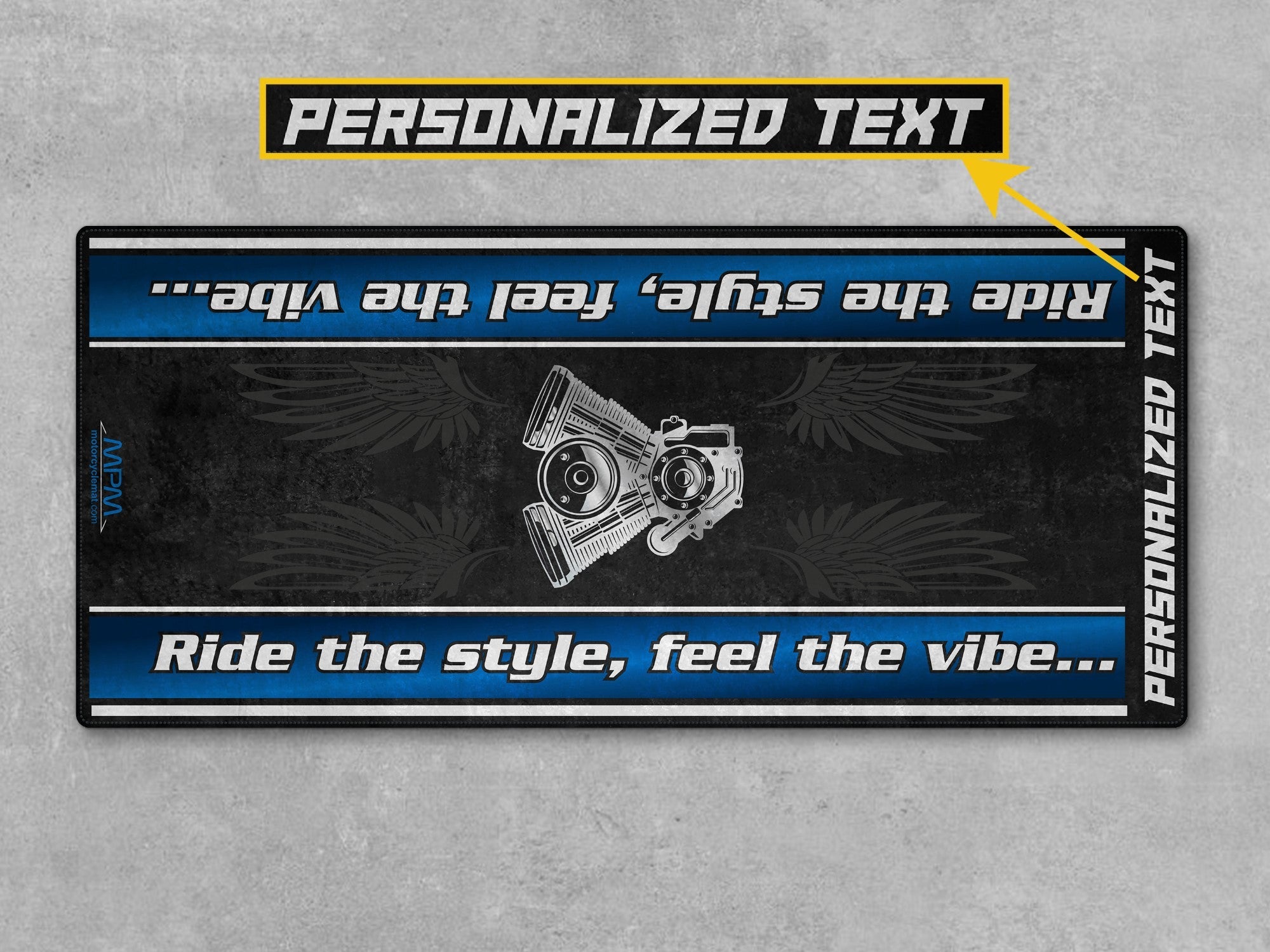 MPM Motorcycle Mat for Cruiser Motorcycle "Ride The Style, Feel The Vibe" - MM7307