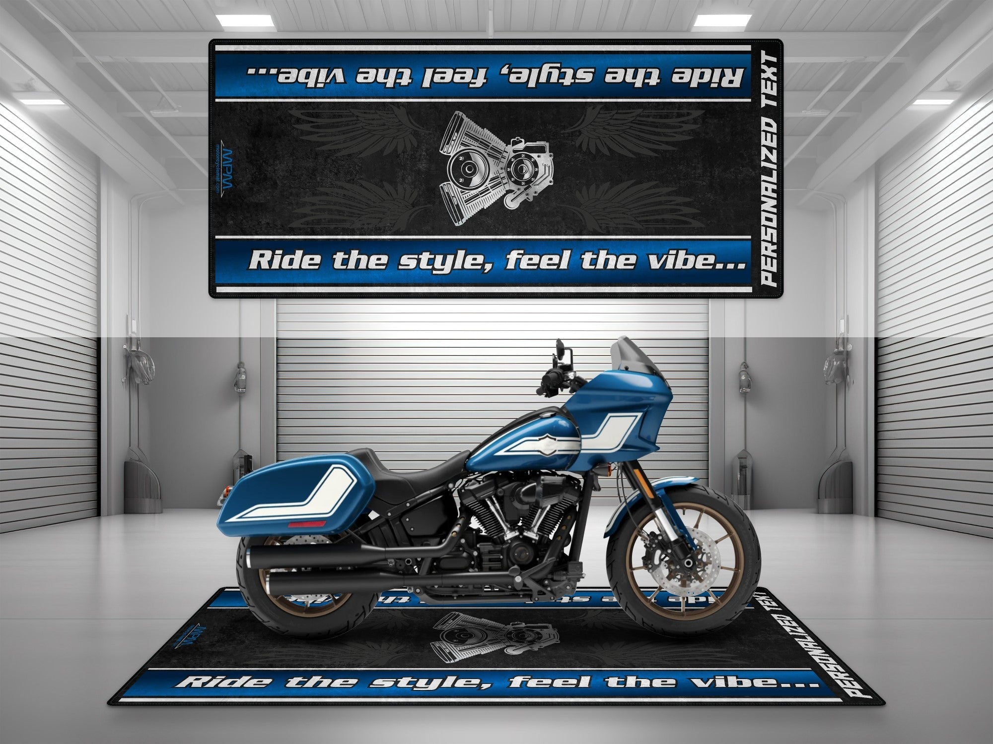 MPM Motorcycle Mat for Cruiser Motorcycle "Ride The Style, Feel The Vibe" - MM7307