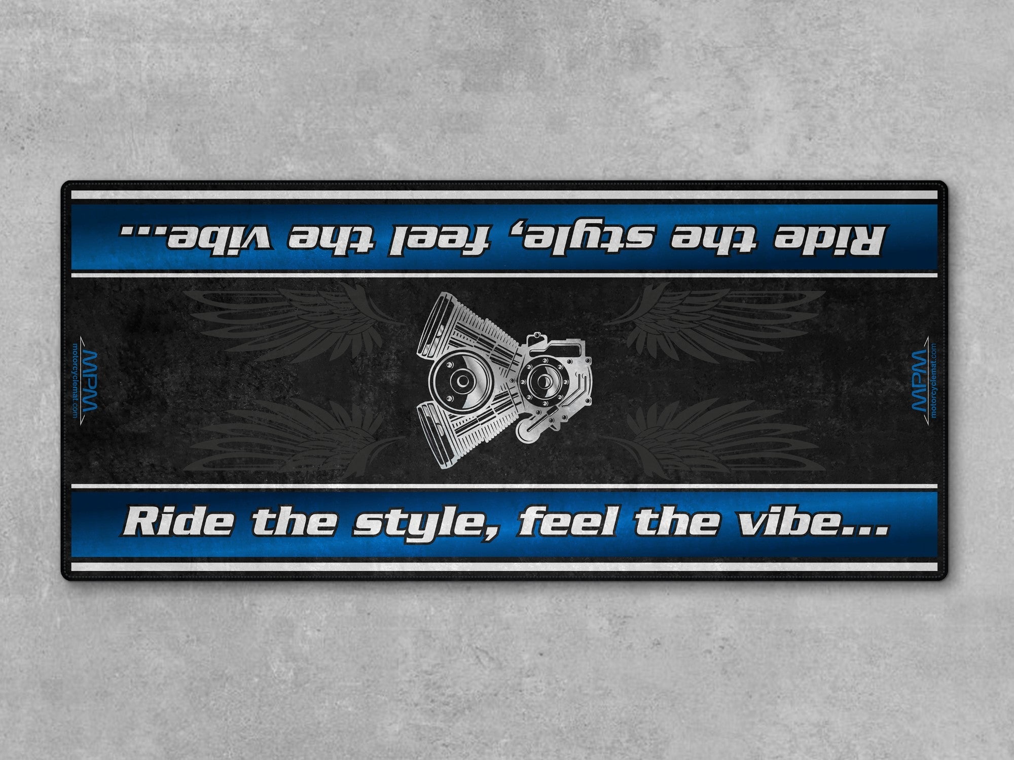 MPM Motorcycle Mat for Cruiser Motorcycle "Ride The Style, Feel The Vibe" - MM7307