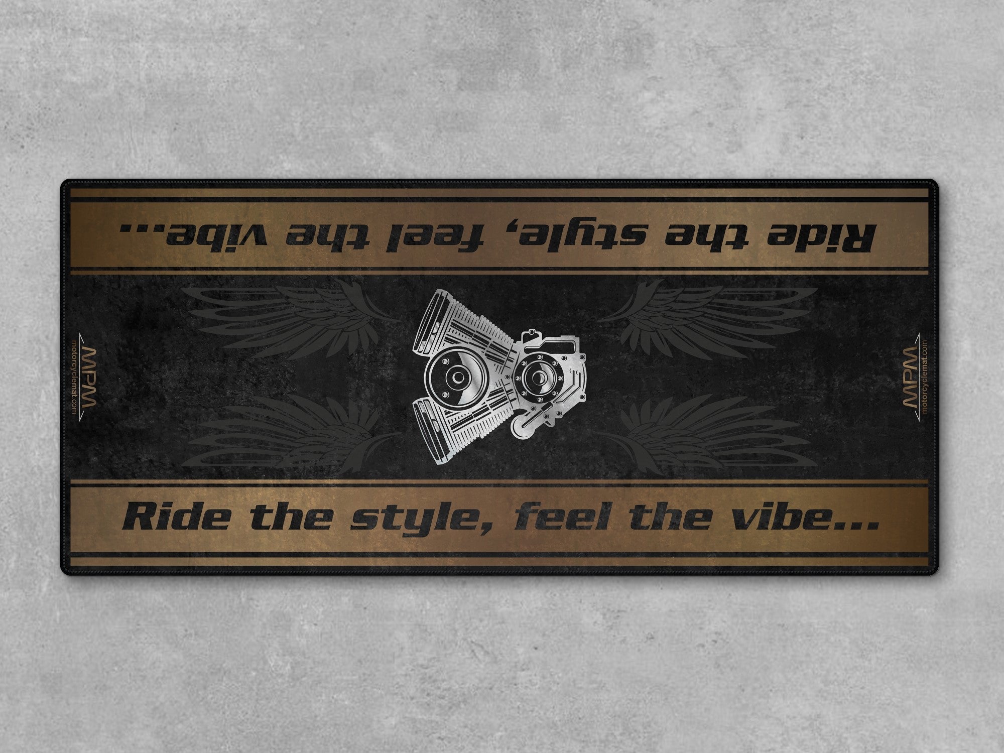 MPM Motorcycle Mat for Cruiser Motorcycle "Ride The Style, Feel The Vibe" - MM7307