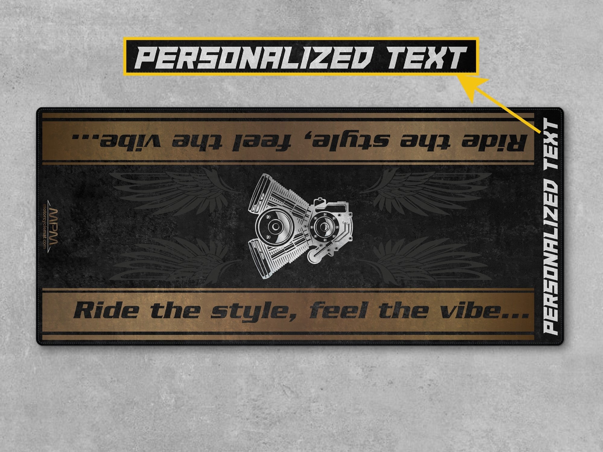 MPM Motorcycle Mat for Cruiser Motorcycle "Ride The Style, Feel The Vibe" - MM7307