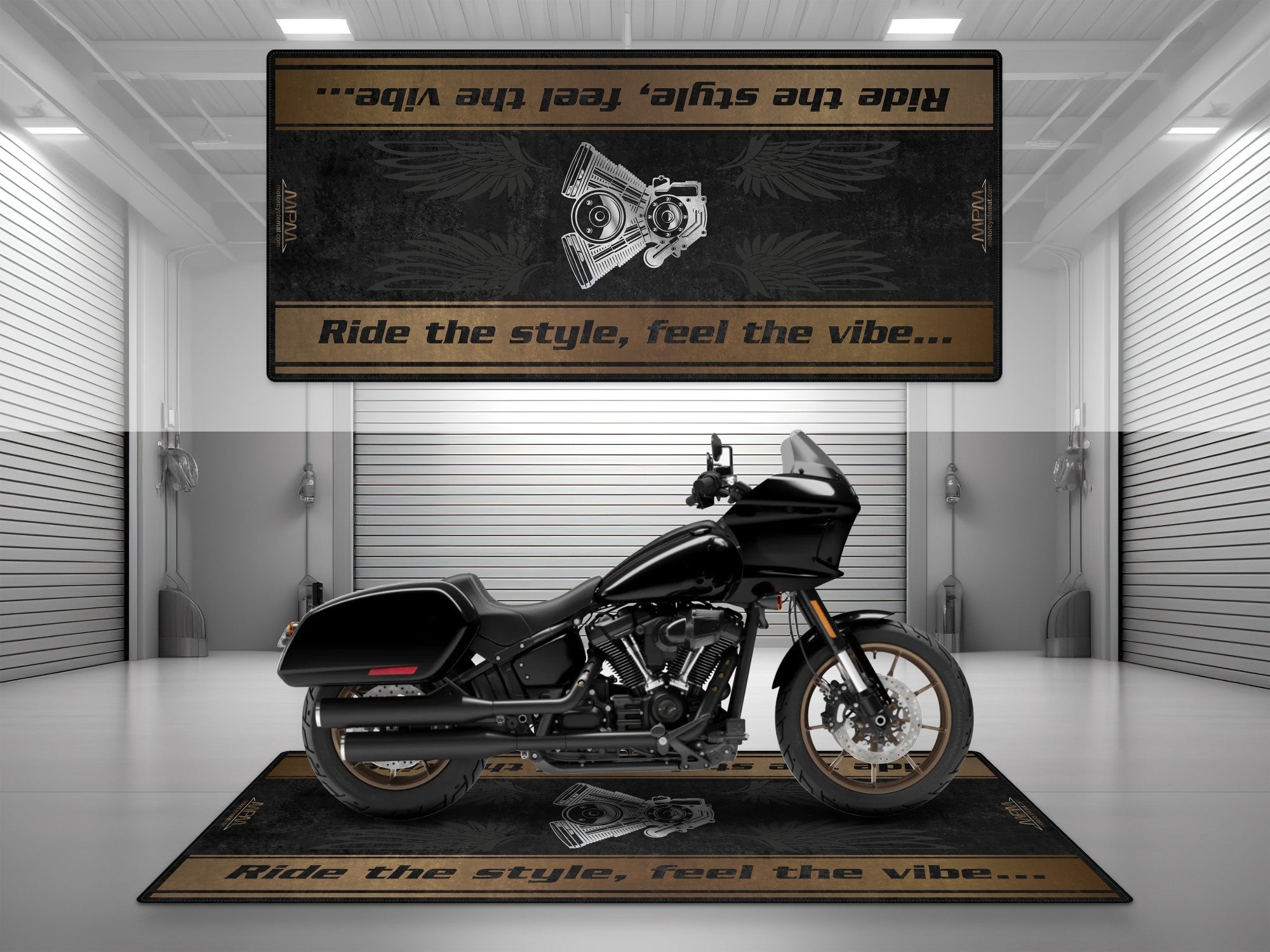 MPM Motorcycle Mat for Cruiser Motorcycle "Ride The Style, Feel The Vibe" - MM7307