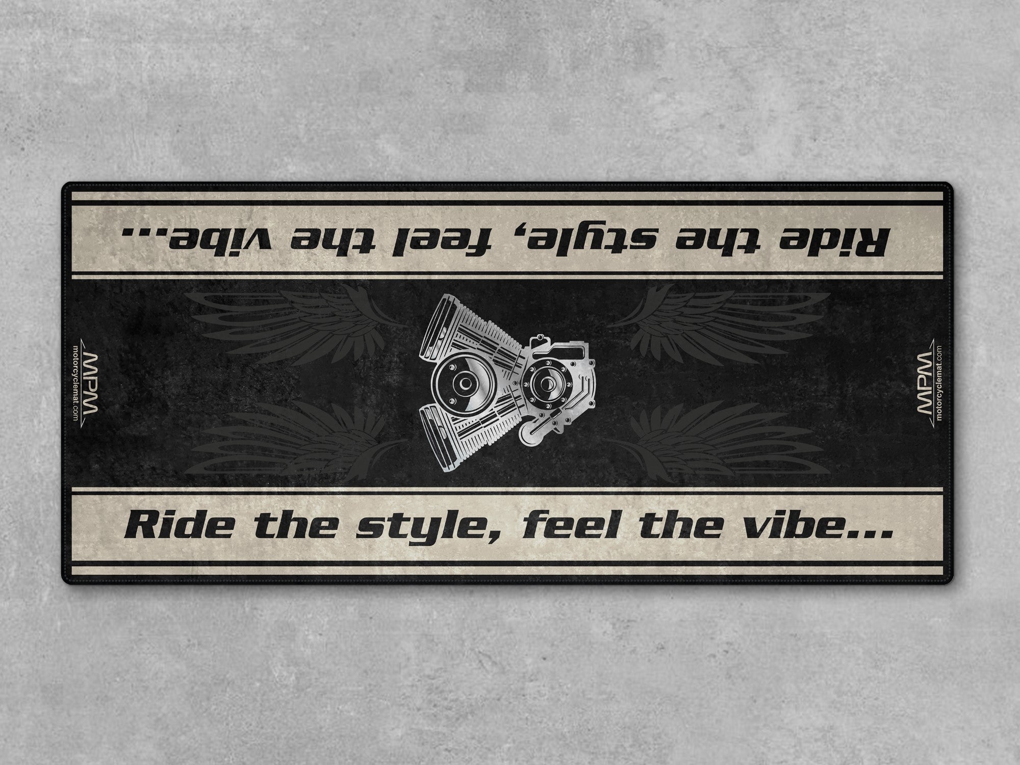 MPM Motorcycle Mat for Cruiser Motorcycle "Ride The Style, Feel The Vibe" - MM7307