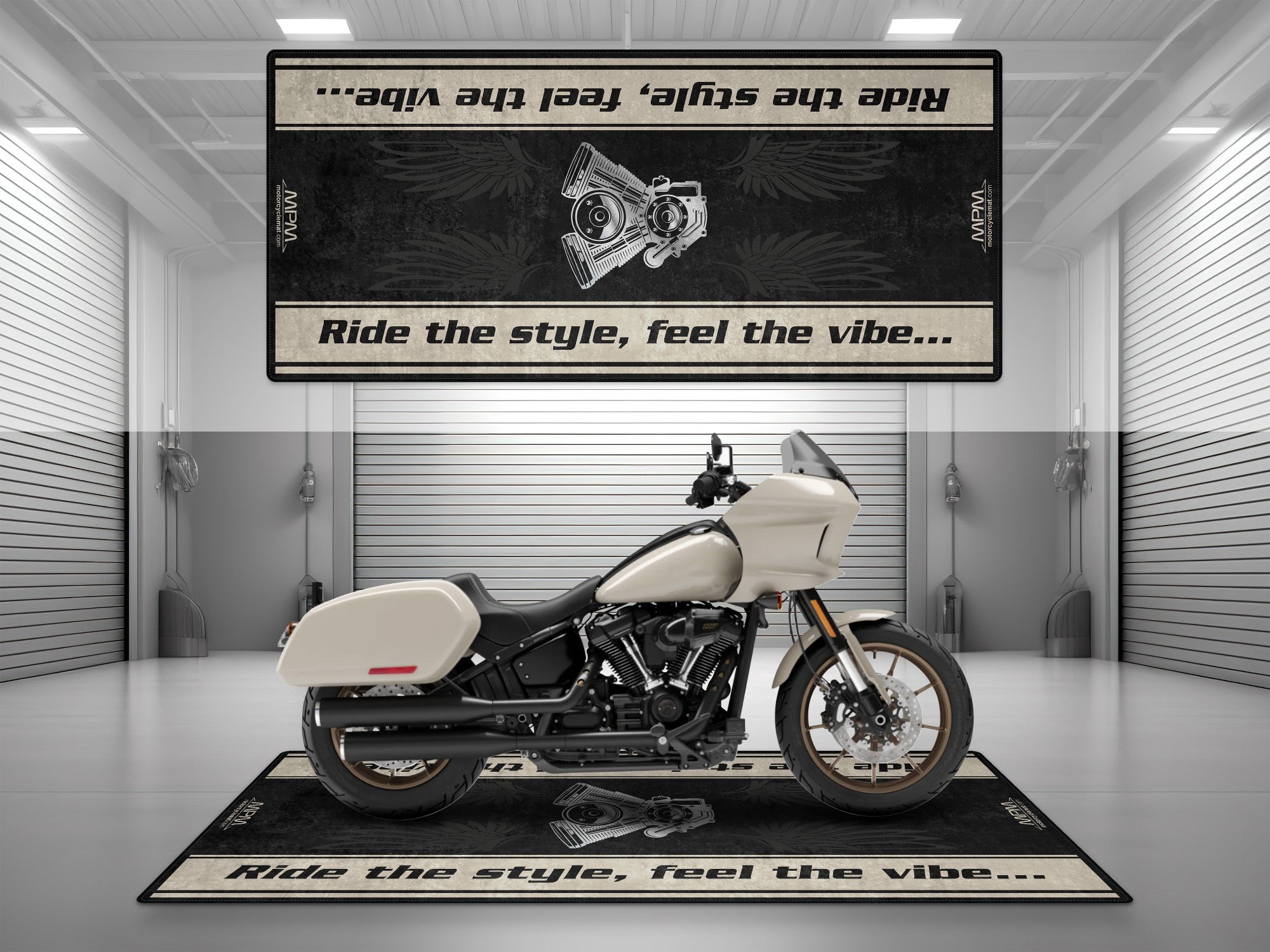 MPM Motorcycle Mat for Cruiser Motorcycle "Ride The Style, Feel The Vibe" - MM7307