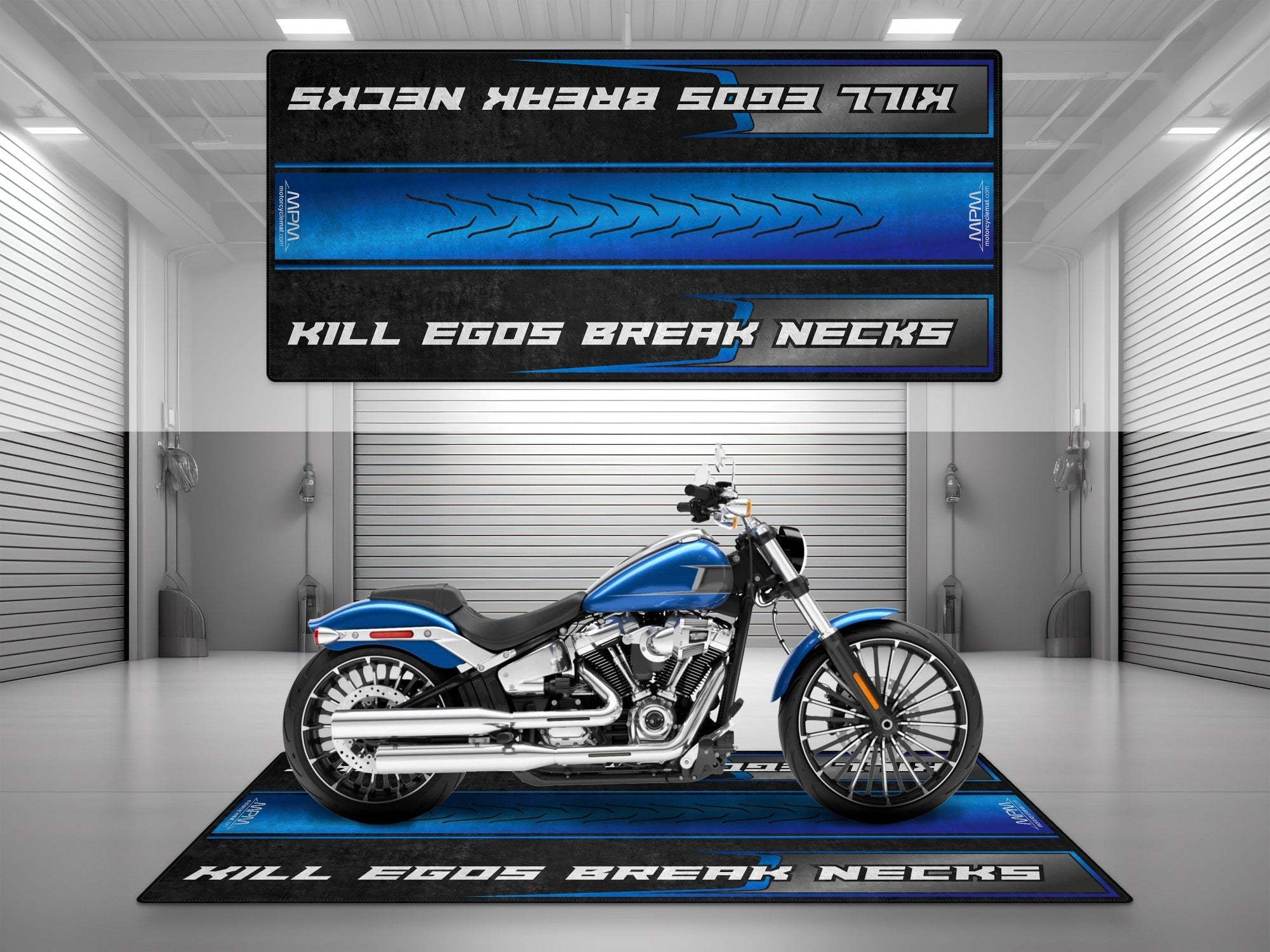 MPM Motorcycle Mat for Cruiser Motorcycle "Kill Egos Break Necks" - MM7309