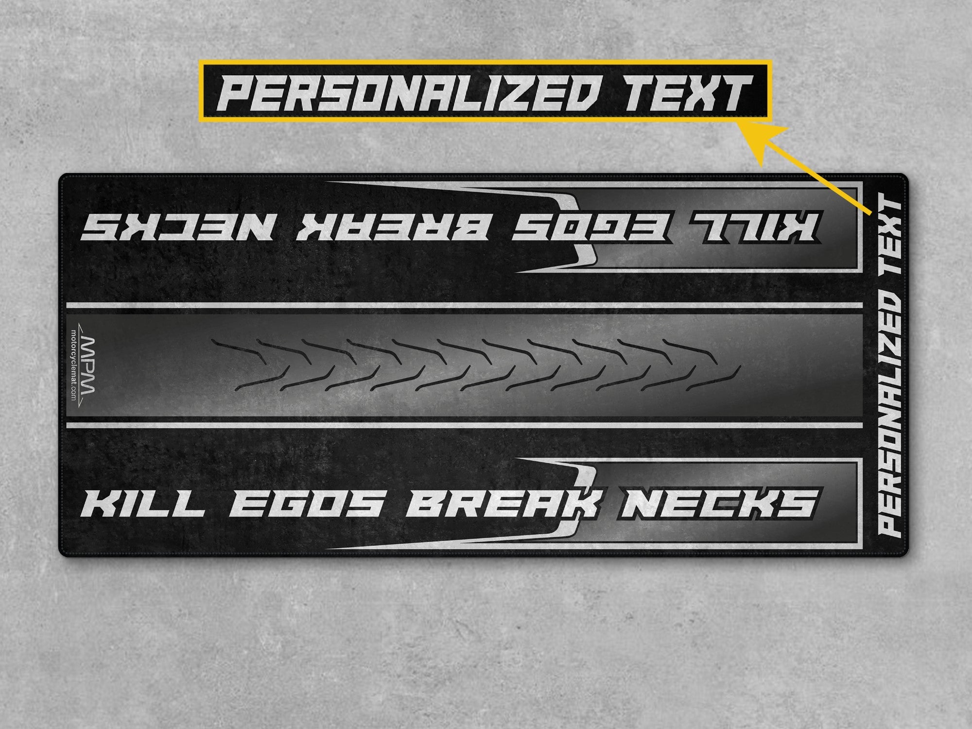 MPM Motorcycle Mat for Cruiser Motorcycle "Kill Egos Break Necks" - MM7309