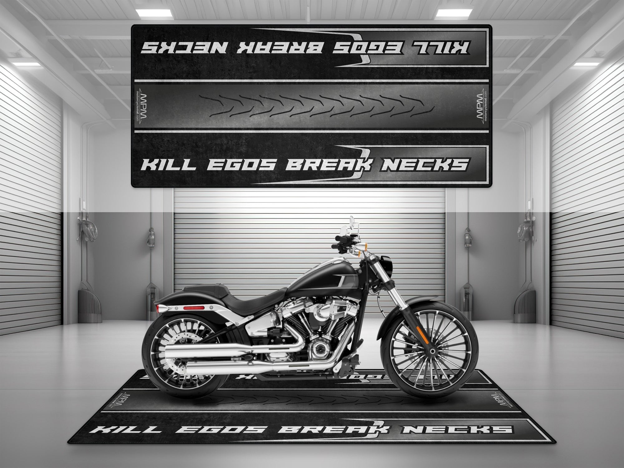 MPM Motorcycle Mat for Cruiser Motorcycle "Kill Egos Break Necks" - MM7309
