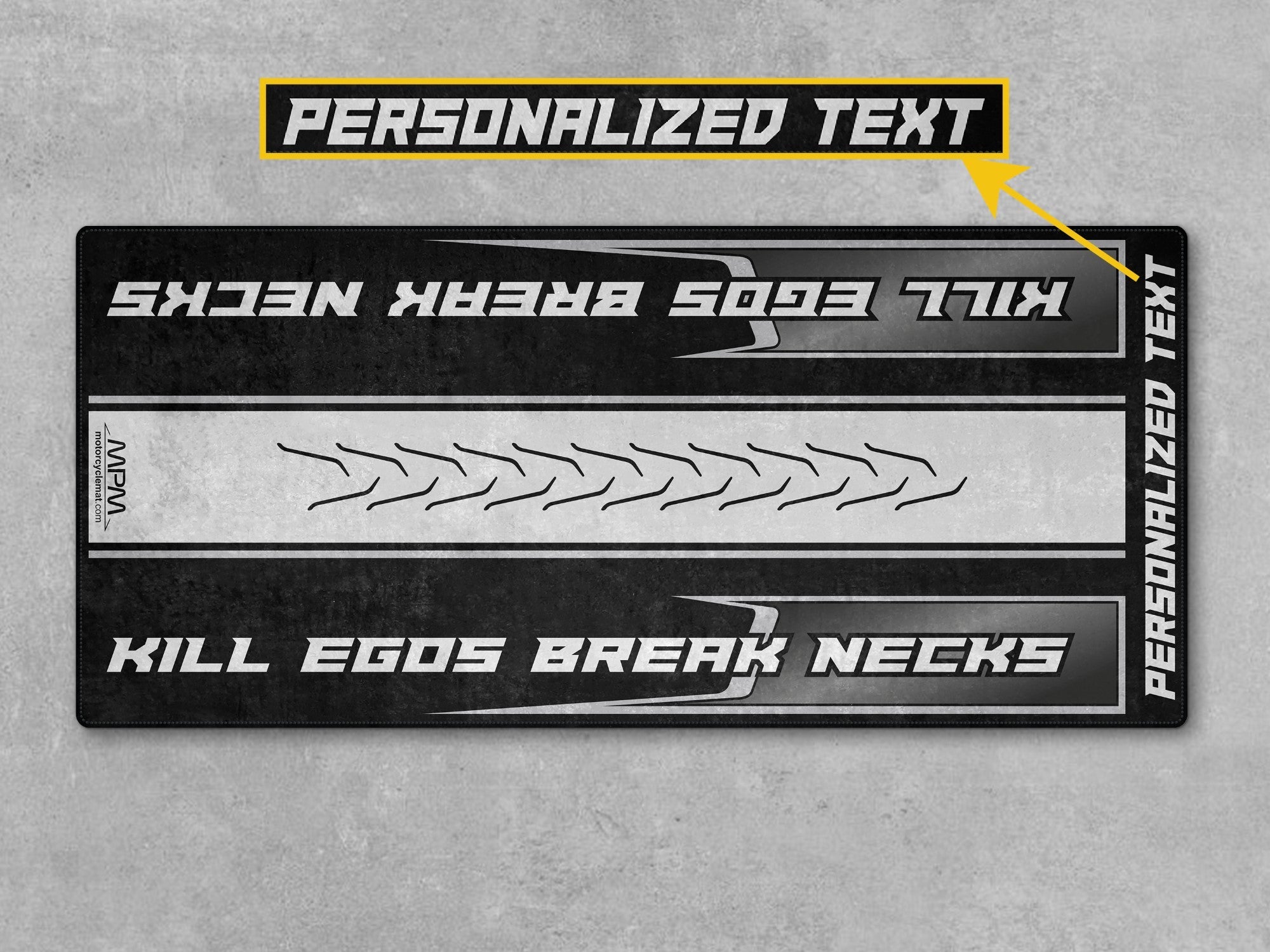MPM Motorcycle Mat for Cruiser Motorcycle "Kill Egos Break Necks" - MM7309