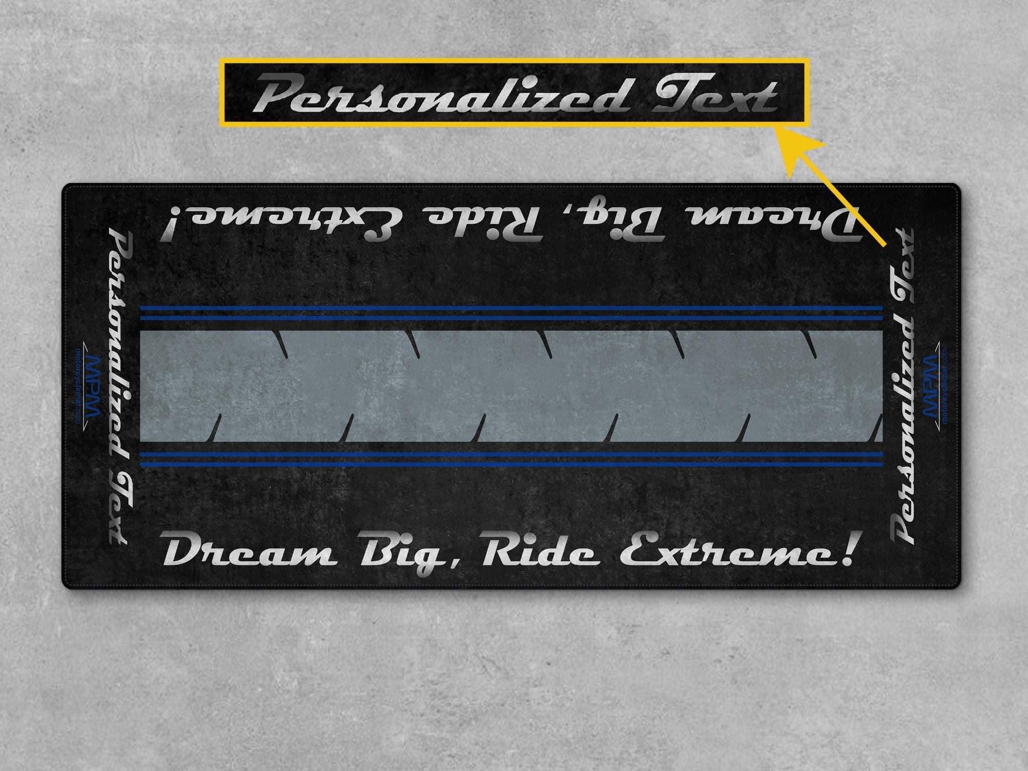 MPM Motorcycle Mat for Cruiser Motorcycle "Dream Big, Ride Extreme" - MM7310