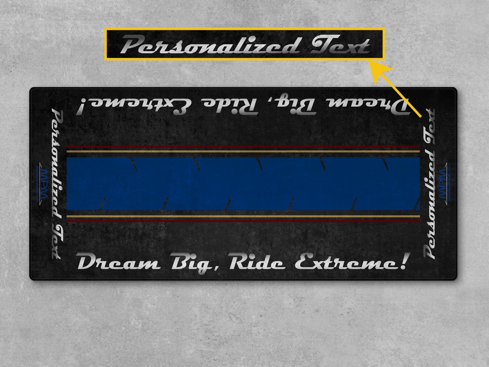 MPM Motorcycle Mat for Cruiser Motorcycle "Dream Big, Ride Extreme" - MM7310