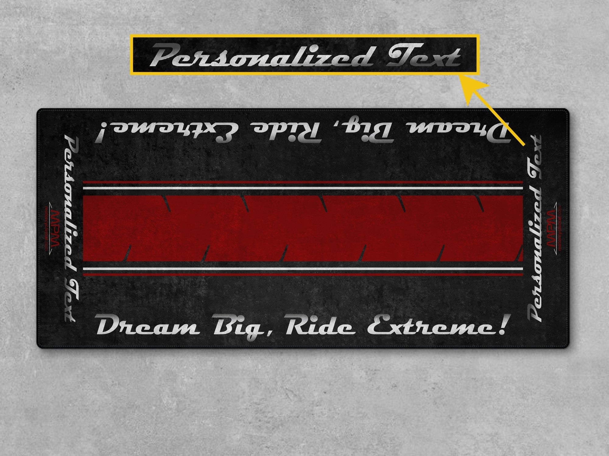 MPM Motorcycle Mat for Cruiser Motorcycle "Dream Big, Ride Extreme" - MM7310