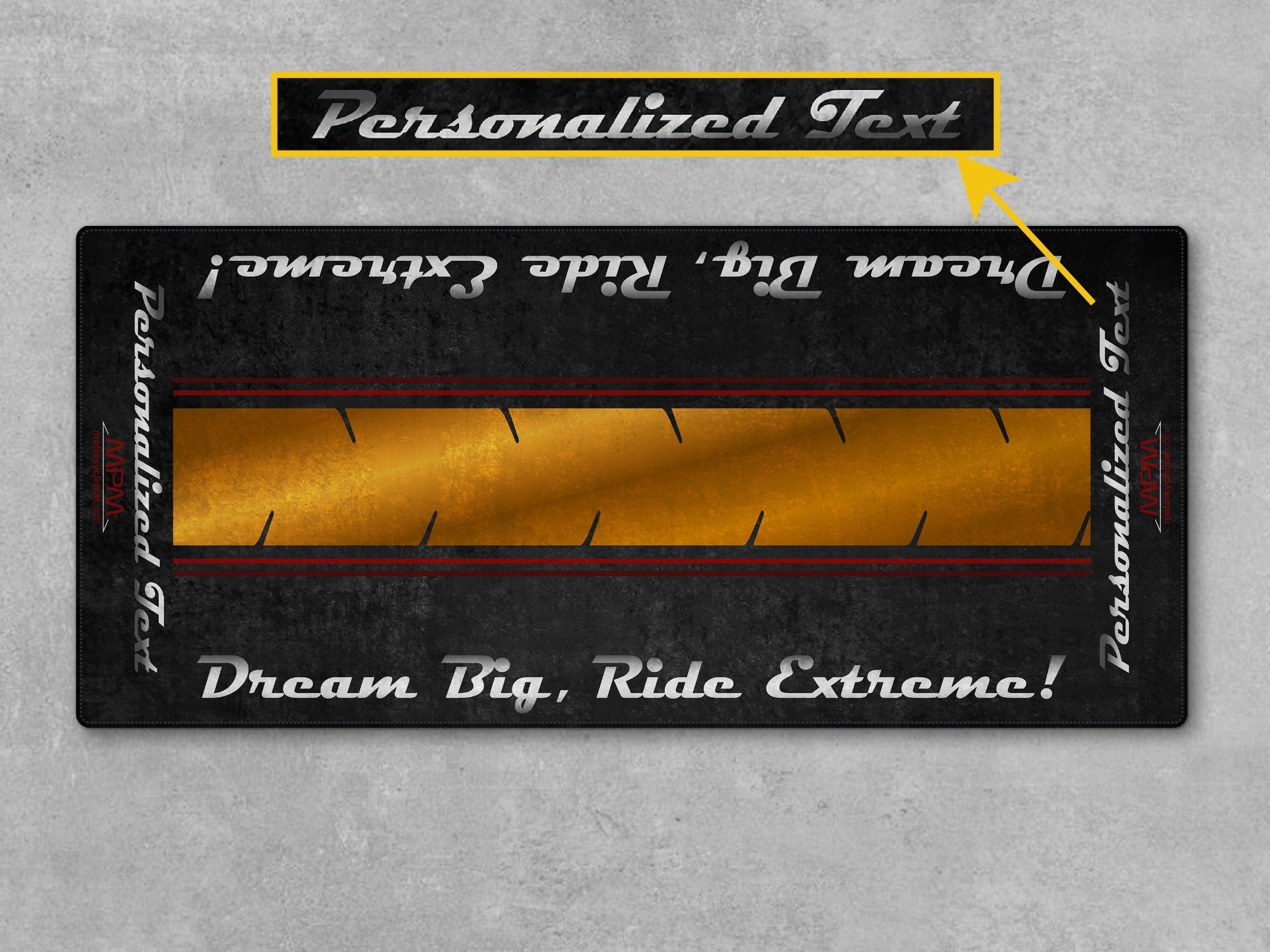 MPM Motorcycle Mat for Cruiser Motorcycle "Dream Big, Ride Extreme" - MM7310